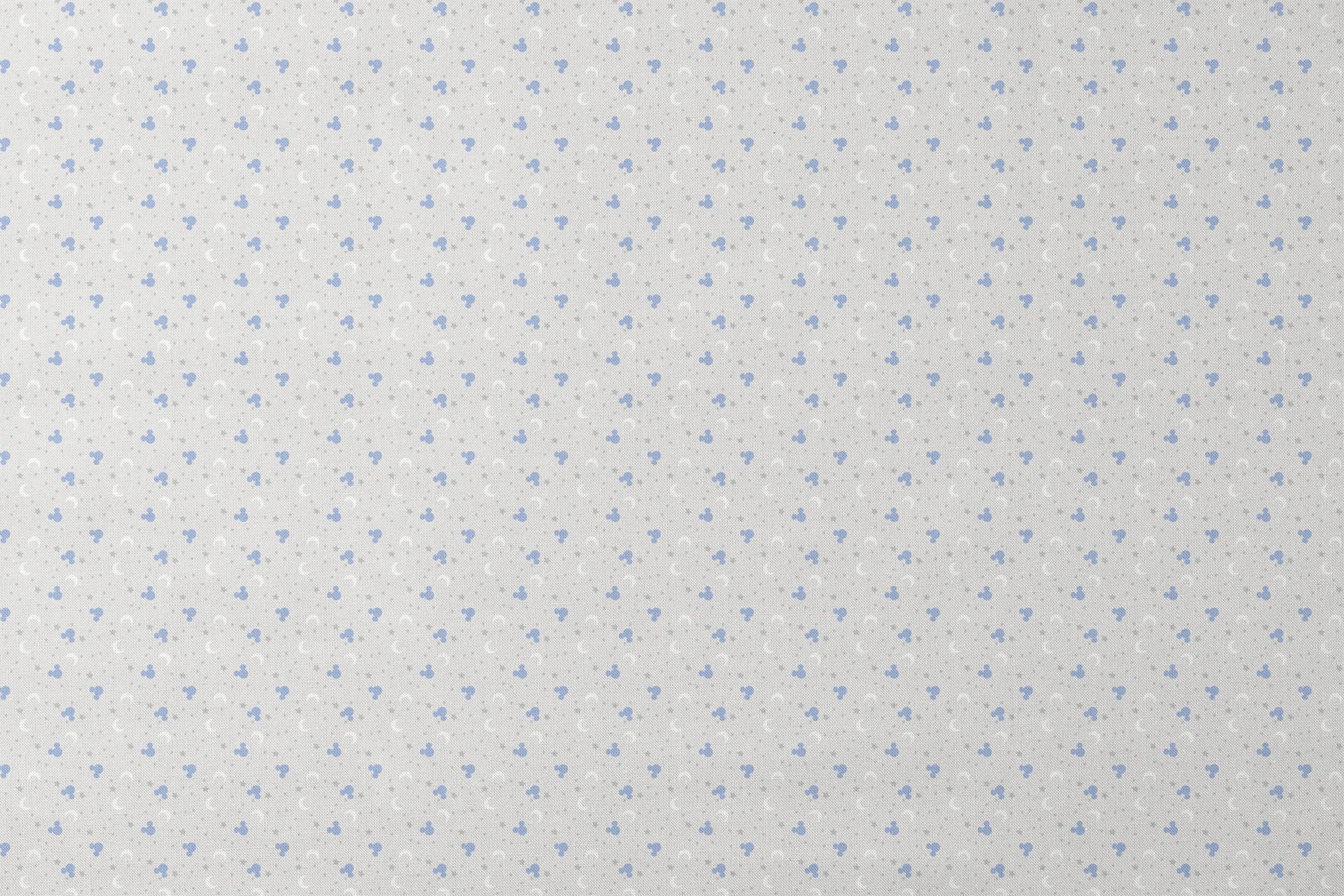 Blue Mickey Mouse silhouettes with white moons and gray stars on light gray background designs flat mockup