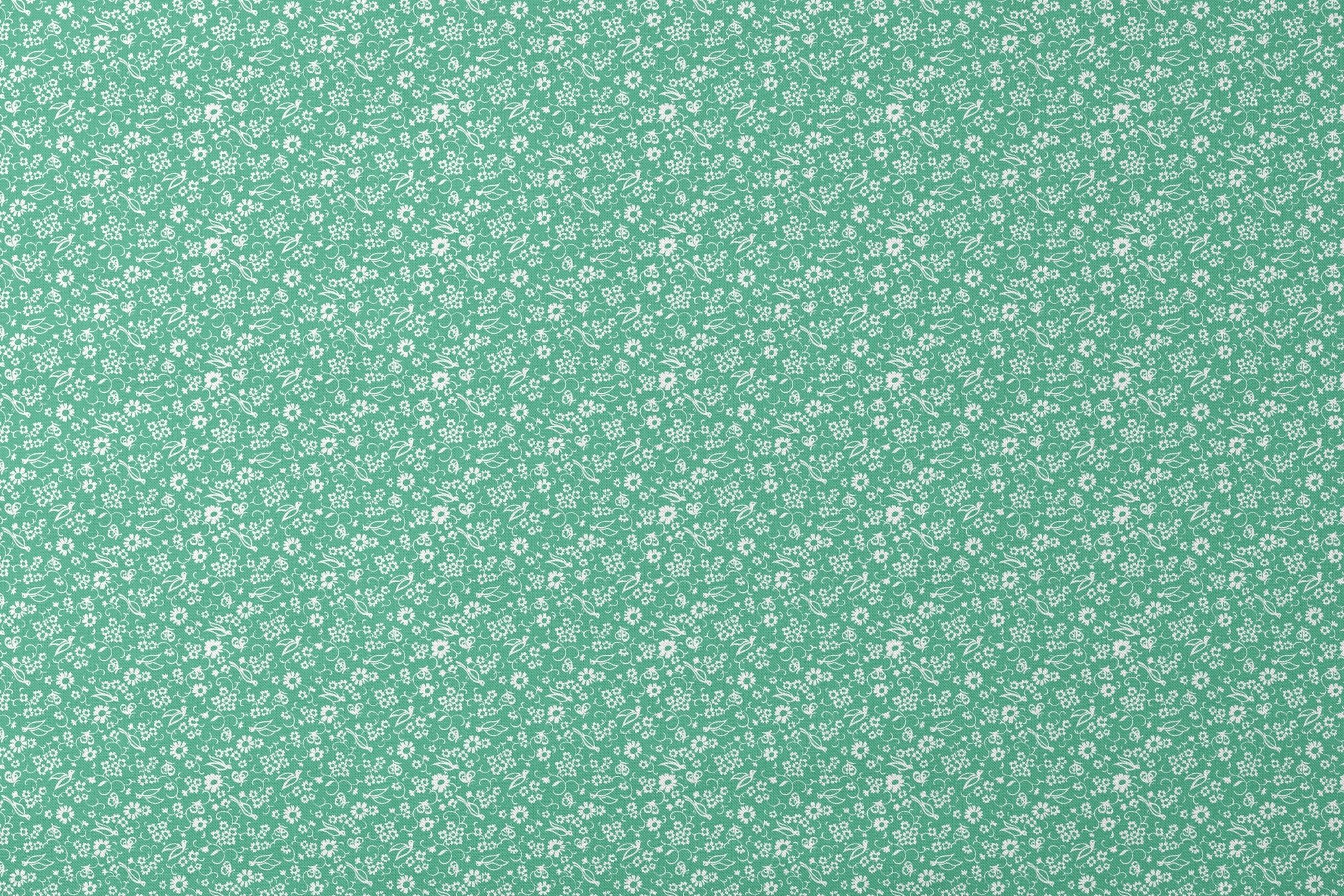 White floral pattern with delicate blooms and leaves on a mint green background designs flat mockup