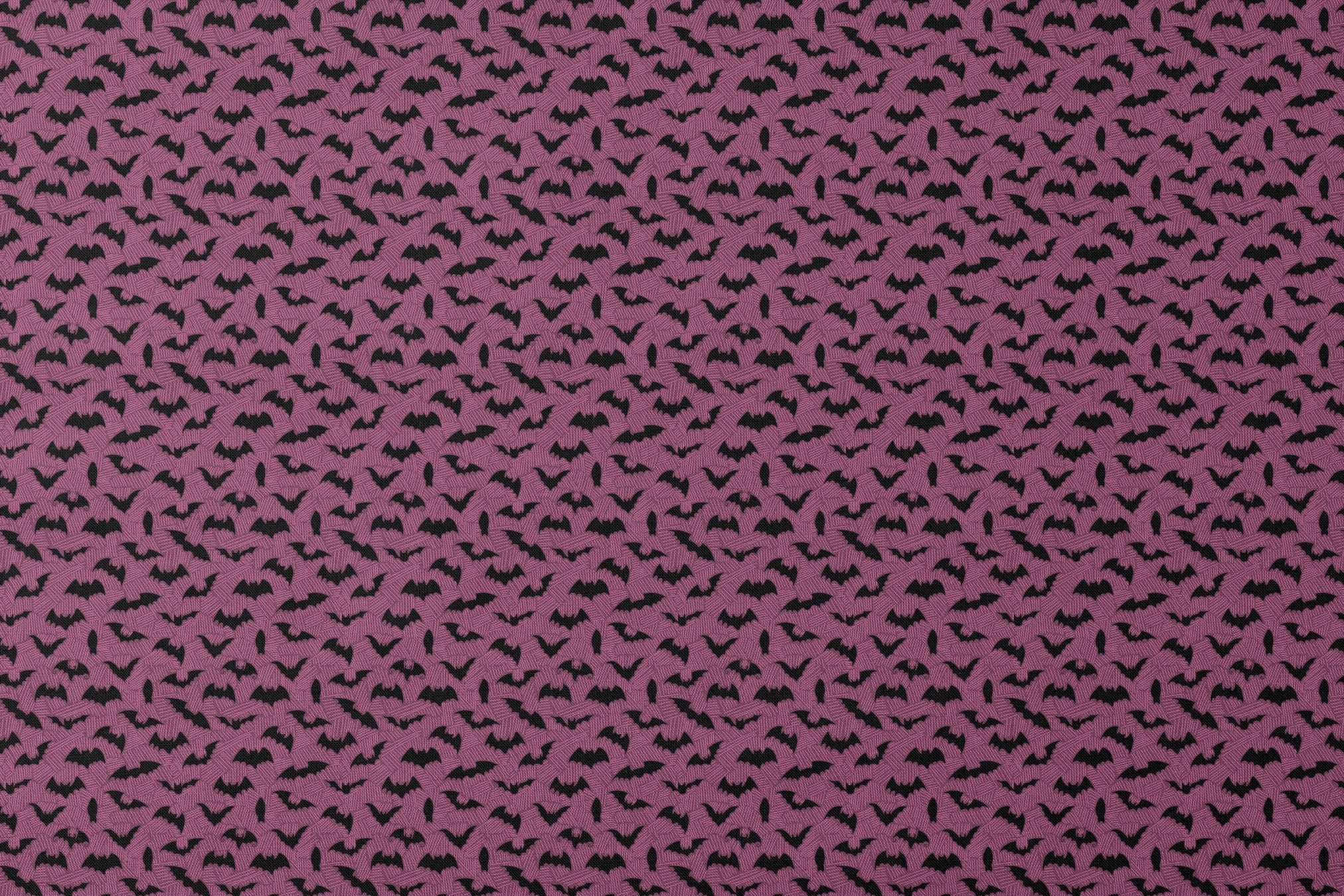 Black bat silhouettes scattered across a purple background with swirling line pattern designs flat mockup