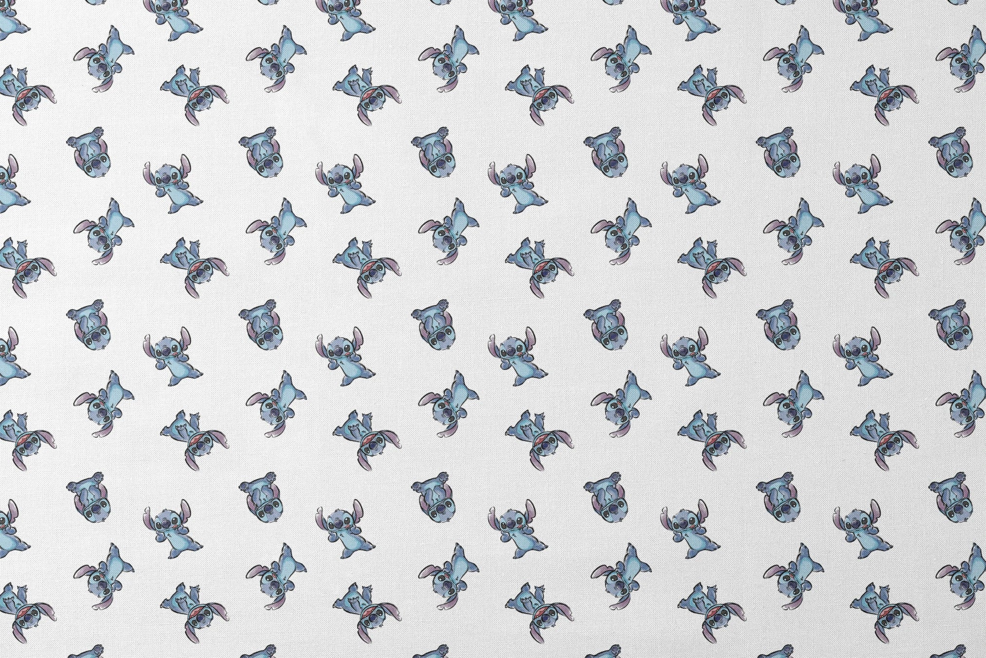 Blue cartoon Stitch characters from Disney's Lilo & Stitch in various playful poses on white background designs flat mockup