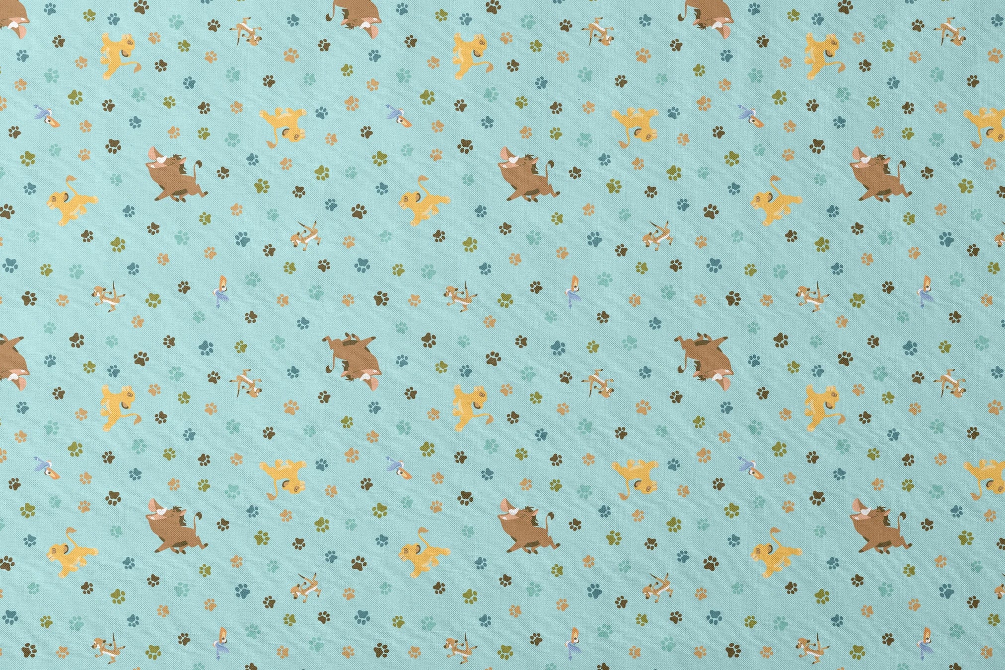 The Lion King pattern with paw prints on light blue background designs flat mockup
