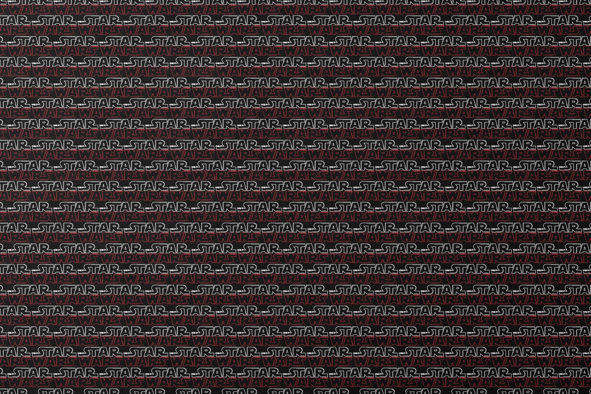 Star Wars logo pattern with white "STAR" and red "WARS" text repeating on black background designs flat mockup