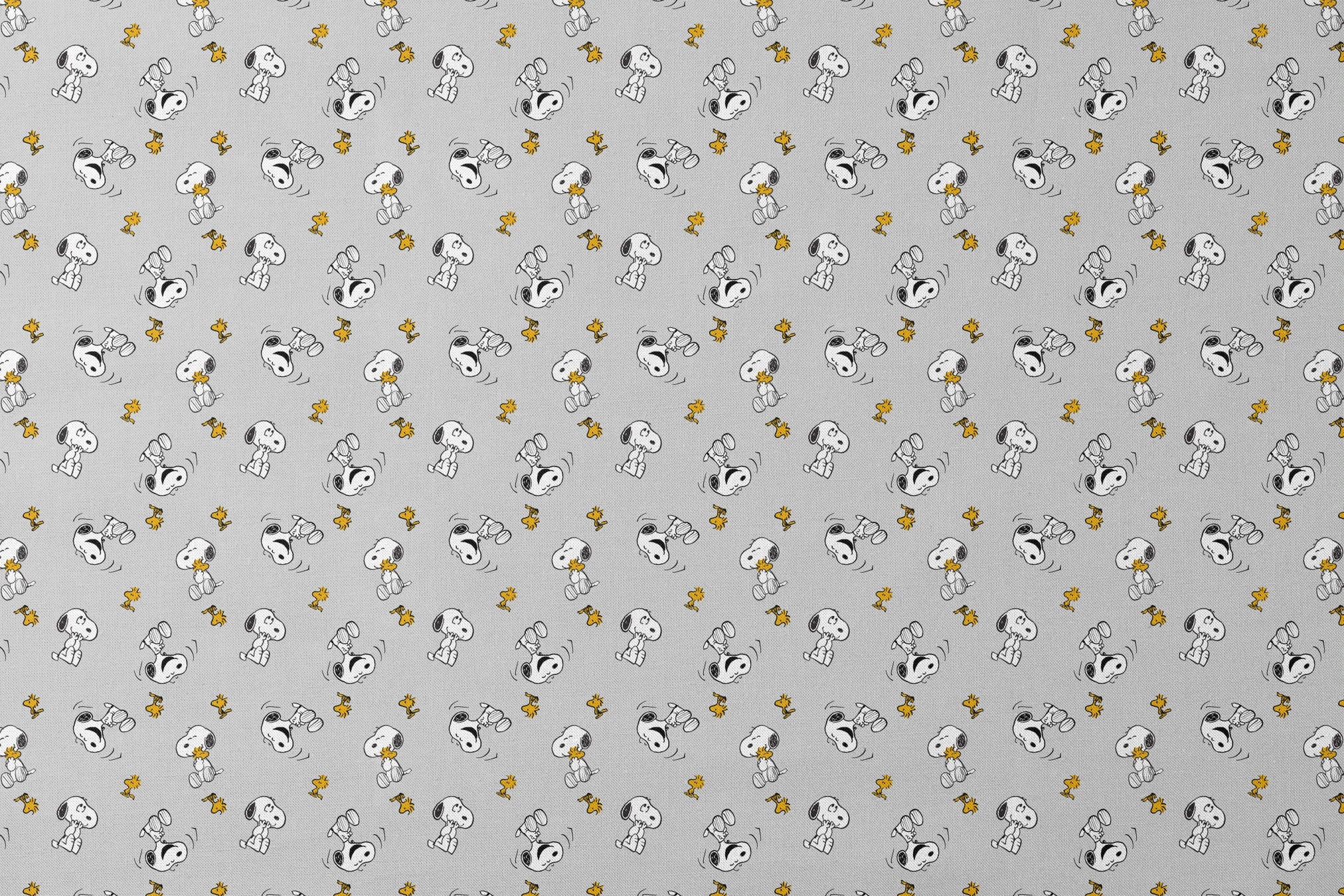 Pattern of Peanut's Snoopy and Woodstock on light gray background designs flat mockup