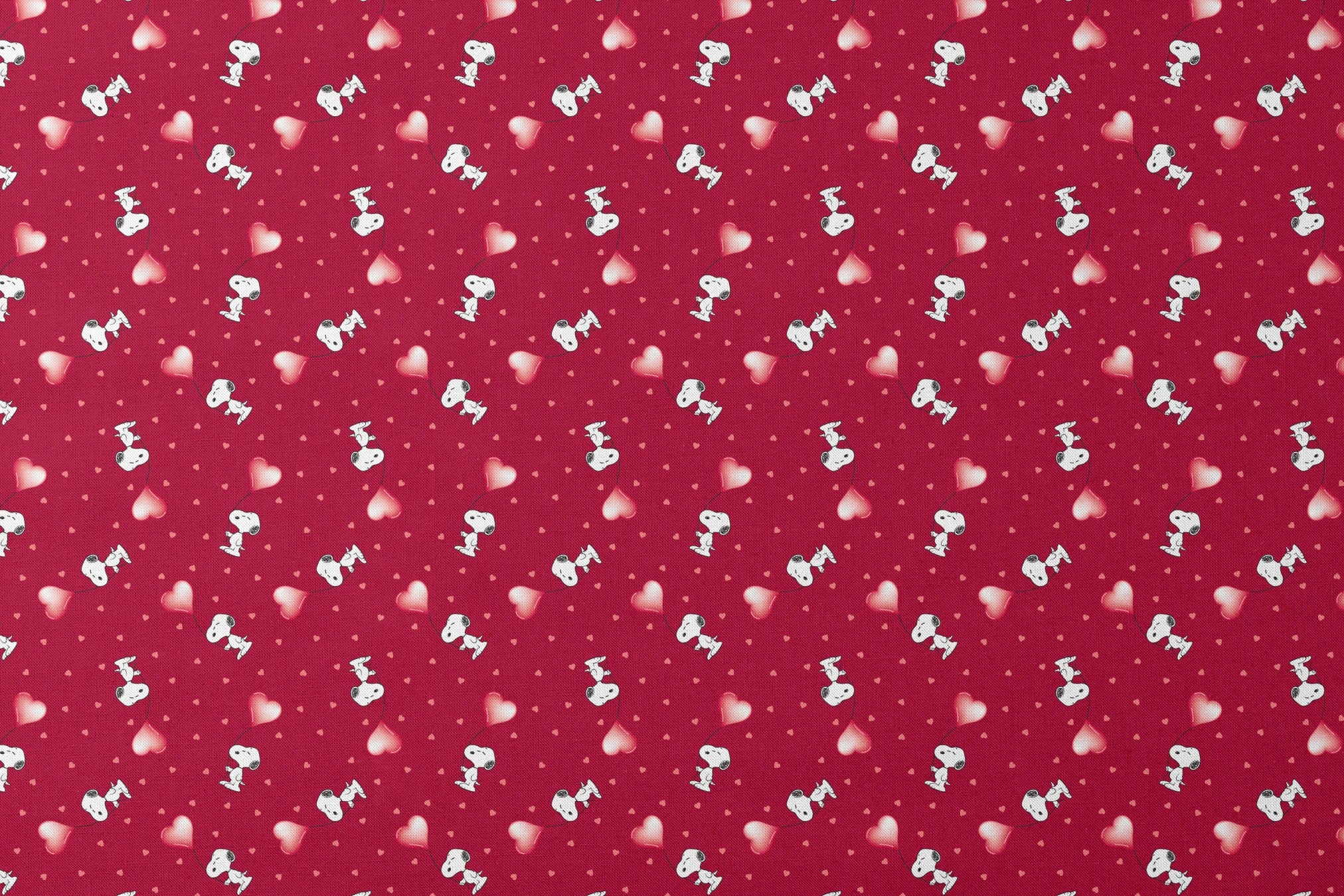 Snoopy scattered on red background with pink and white hearts pattern designs flat mockup