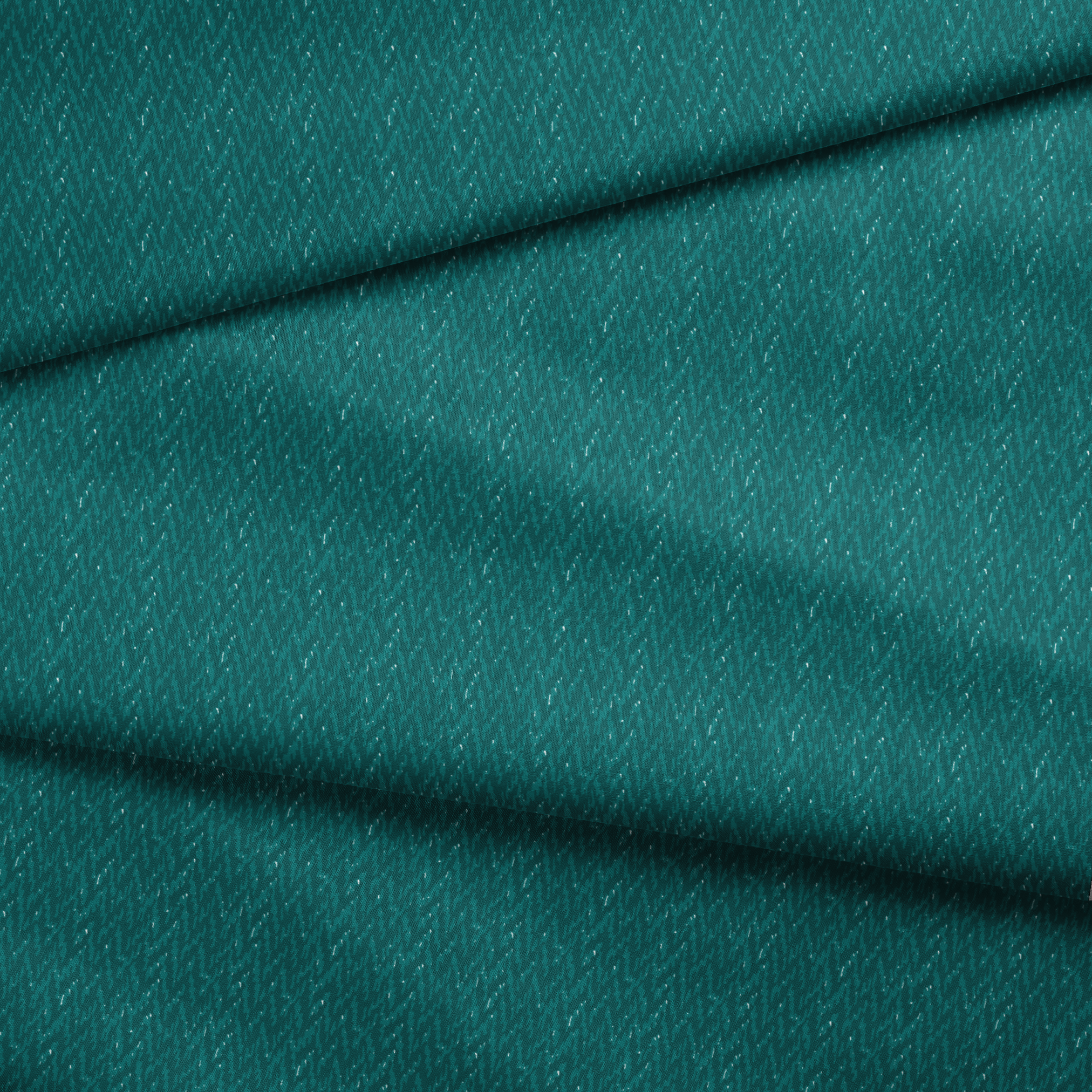 Teal textured surface with wavy vertical pattern and subtle light reflections fabric fold mockup