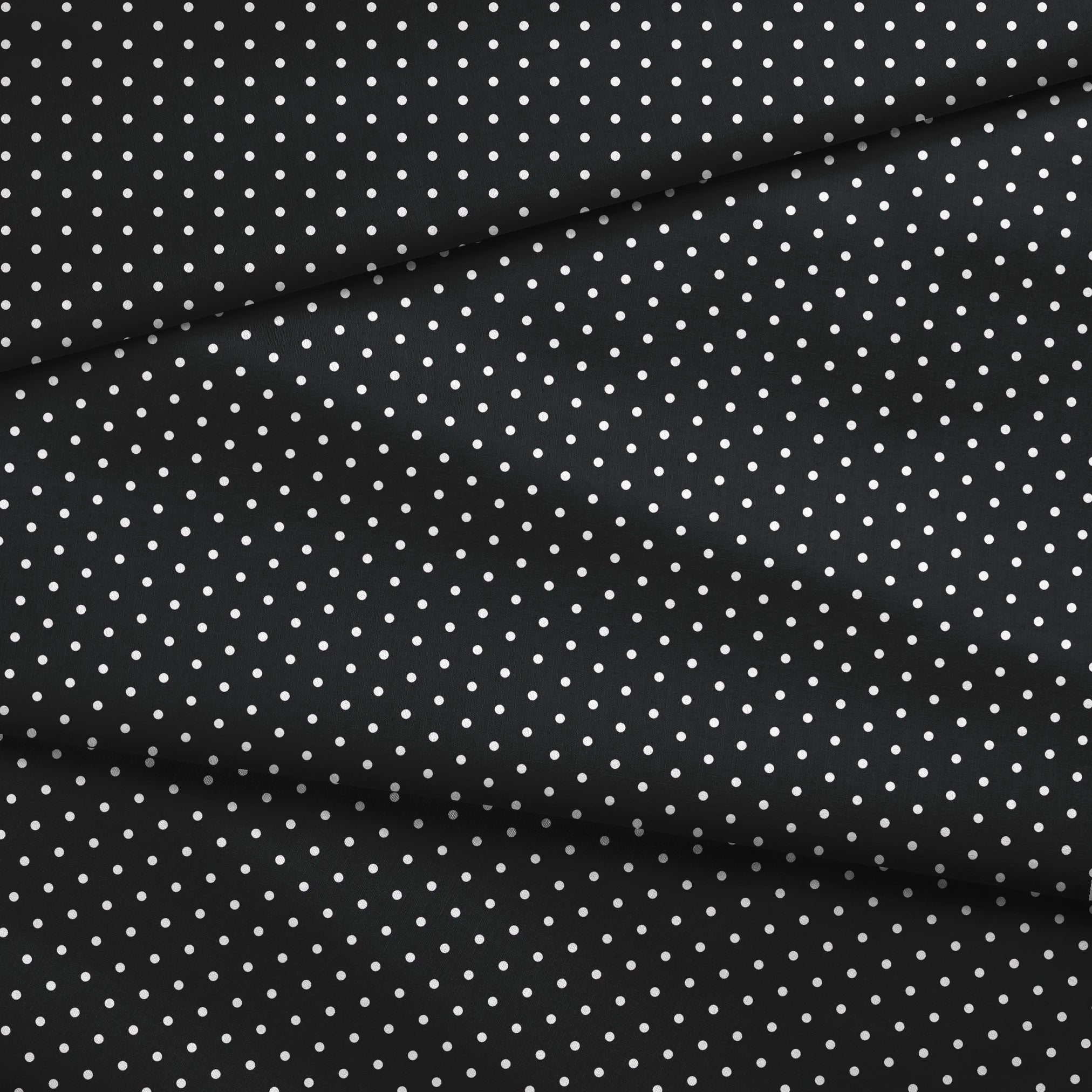 White circular dots on a black background fabric fold mockup