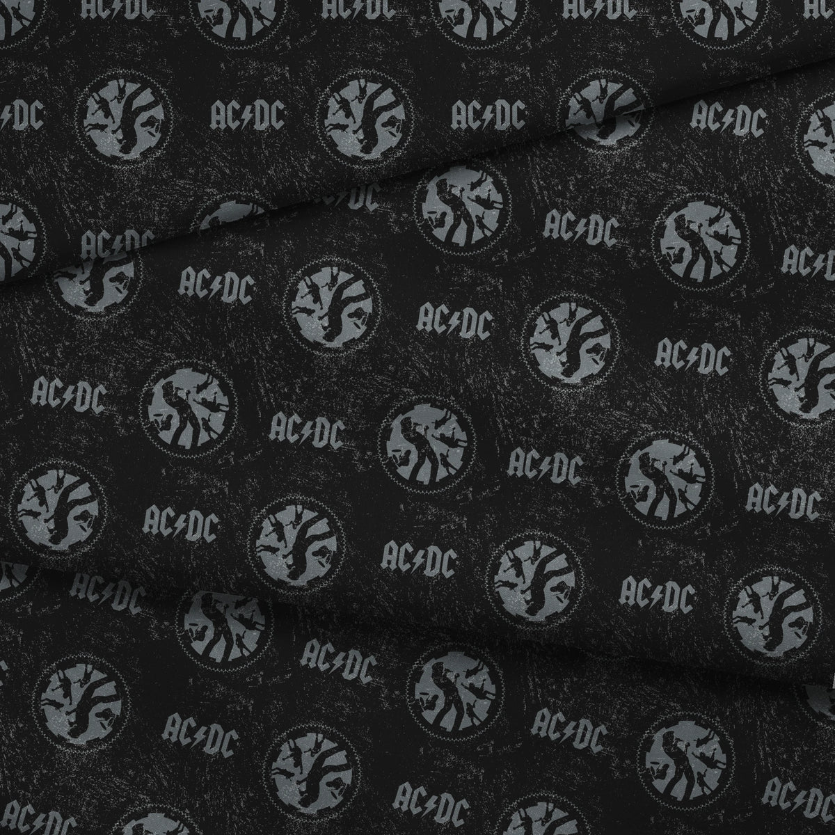 AC/DC Distressed Logo and Band Fabric