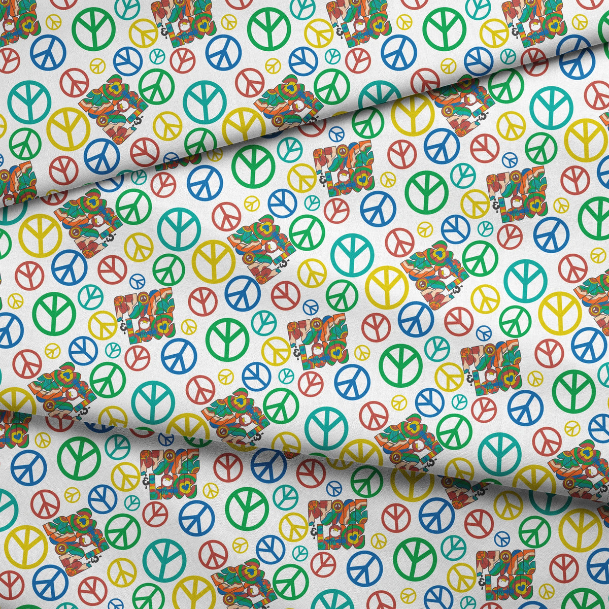 Woodstock Peace and Love Fabric