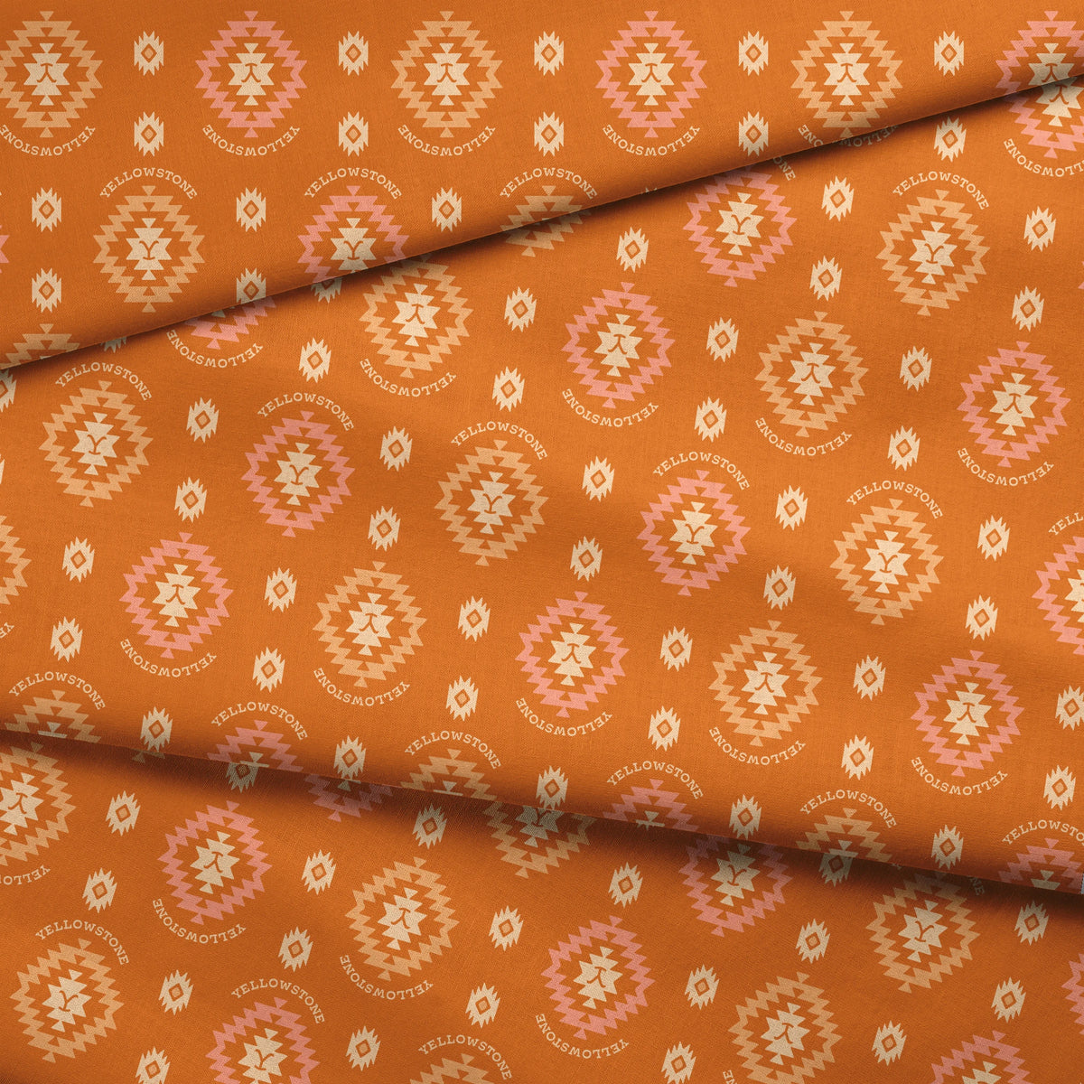 Paramount Yellowstone Tribal Medallions on Desert Orange Fabric