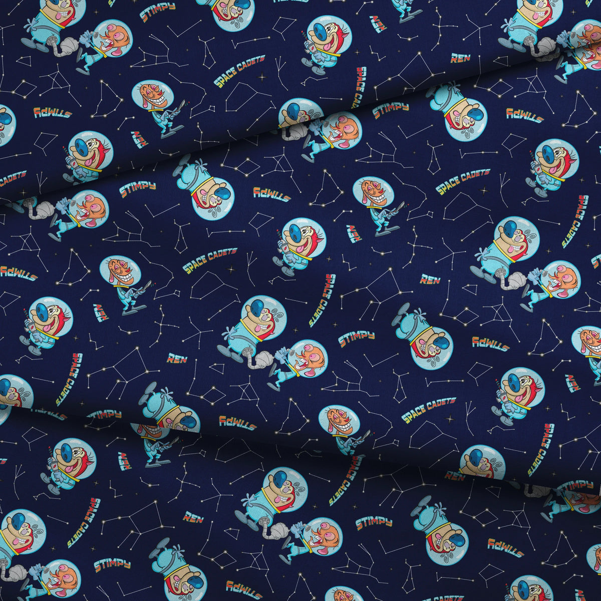 Ren & Stimpy Space Cadets on Midnight Blue Fabric