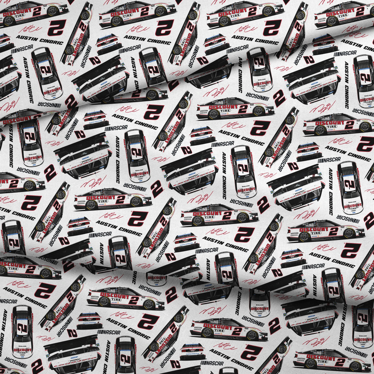 NASCAR® Austin Cindric Toss on White Fabric
