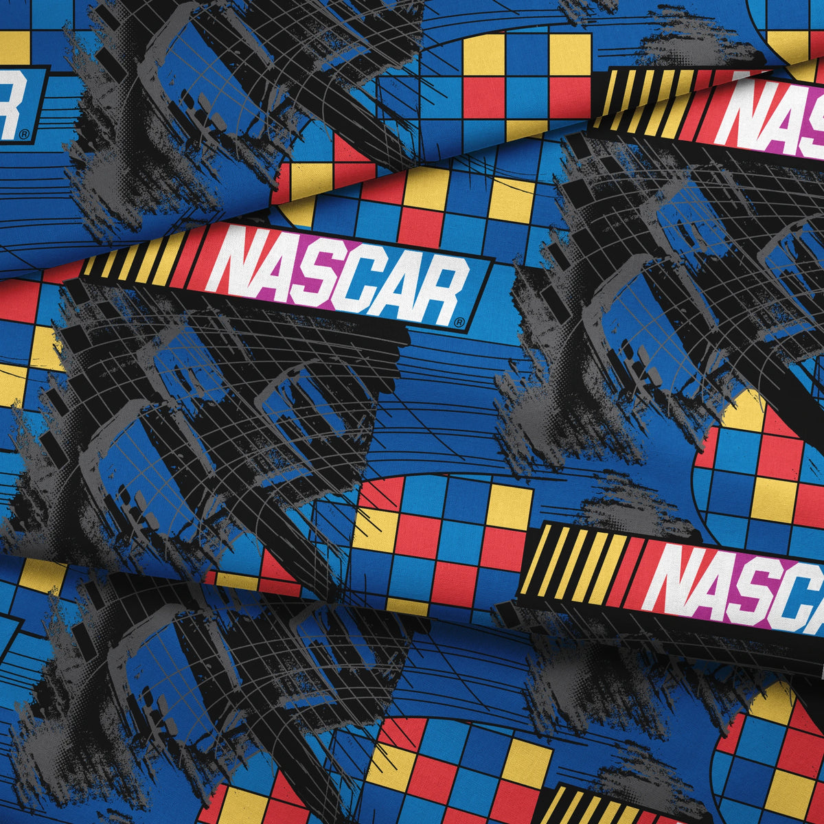 NASCAR® Retro Checkered Flag Collage Fabric