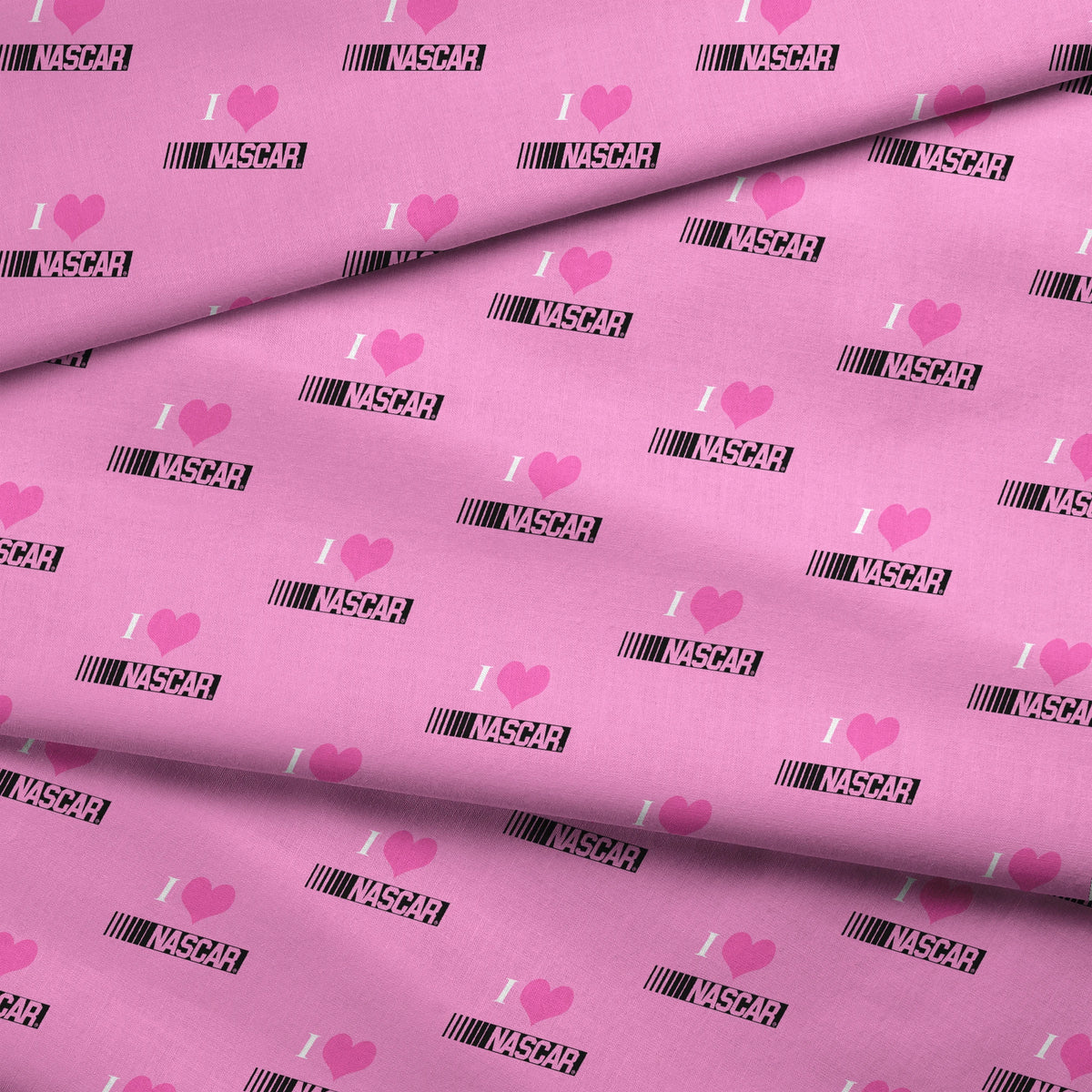 NASCAR® Retro I Love Racing Pink Fabric