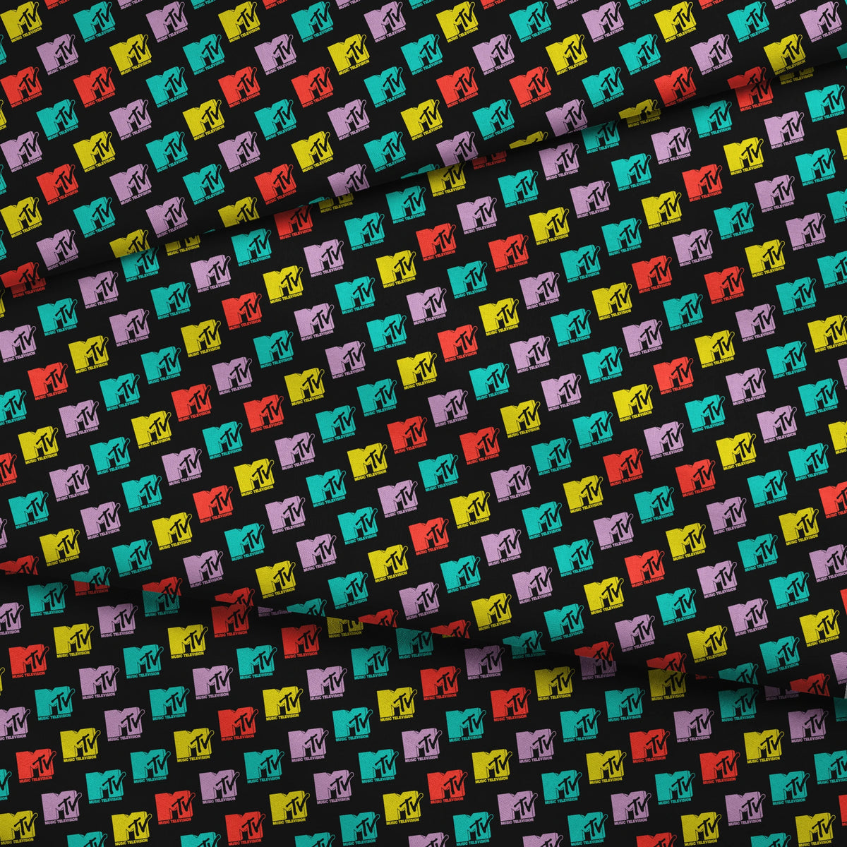 Paramount MTV  Colorful Logo Toss on Black Fabric