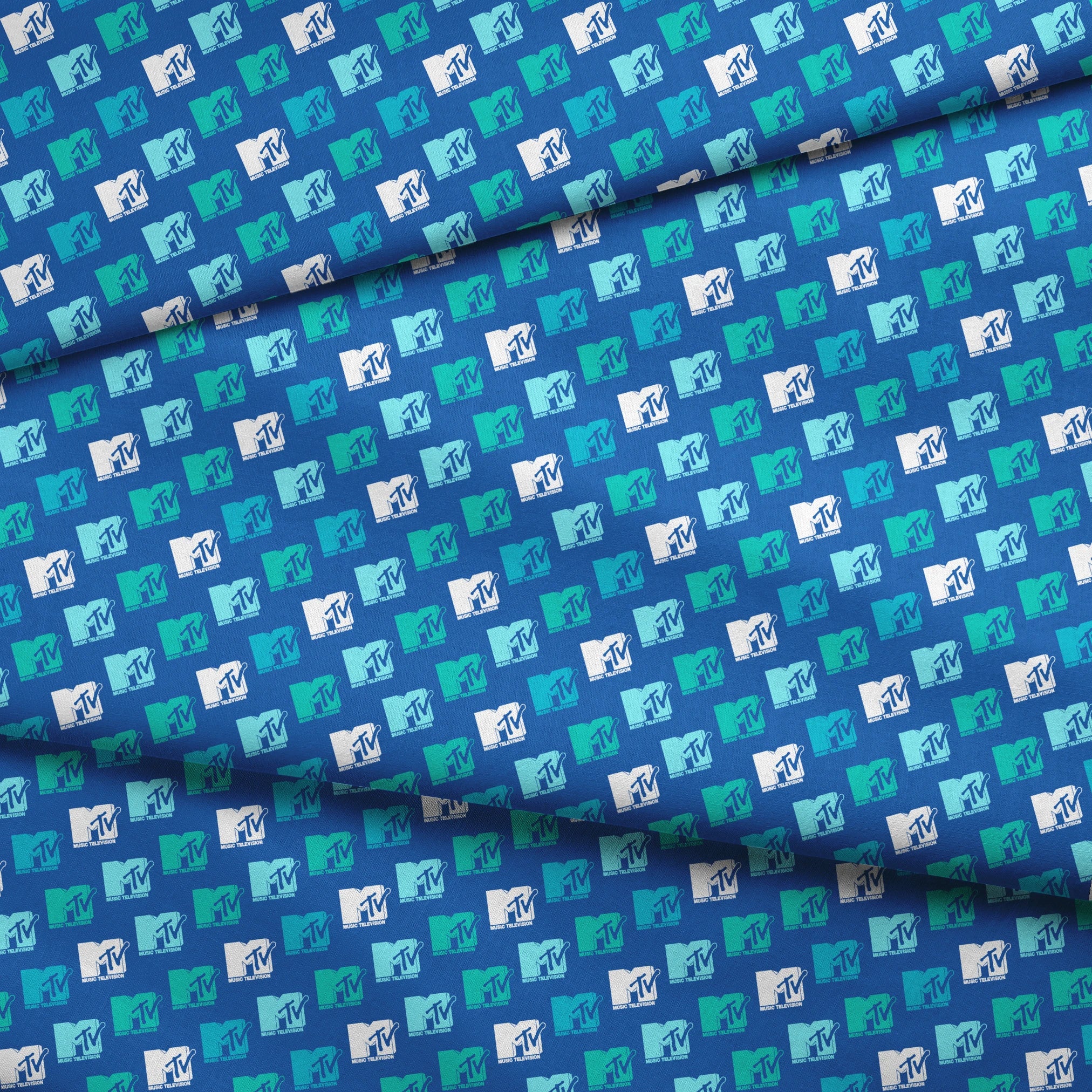 Paramount MTV  Colorful Logo Toss on Blue Fabric
