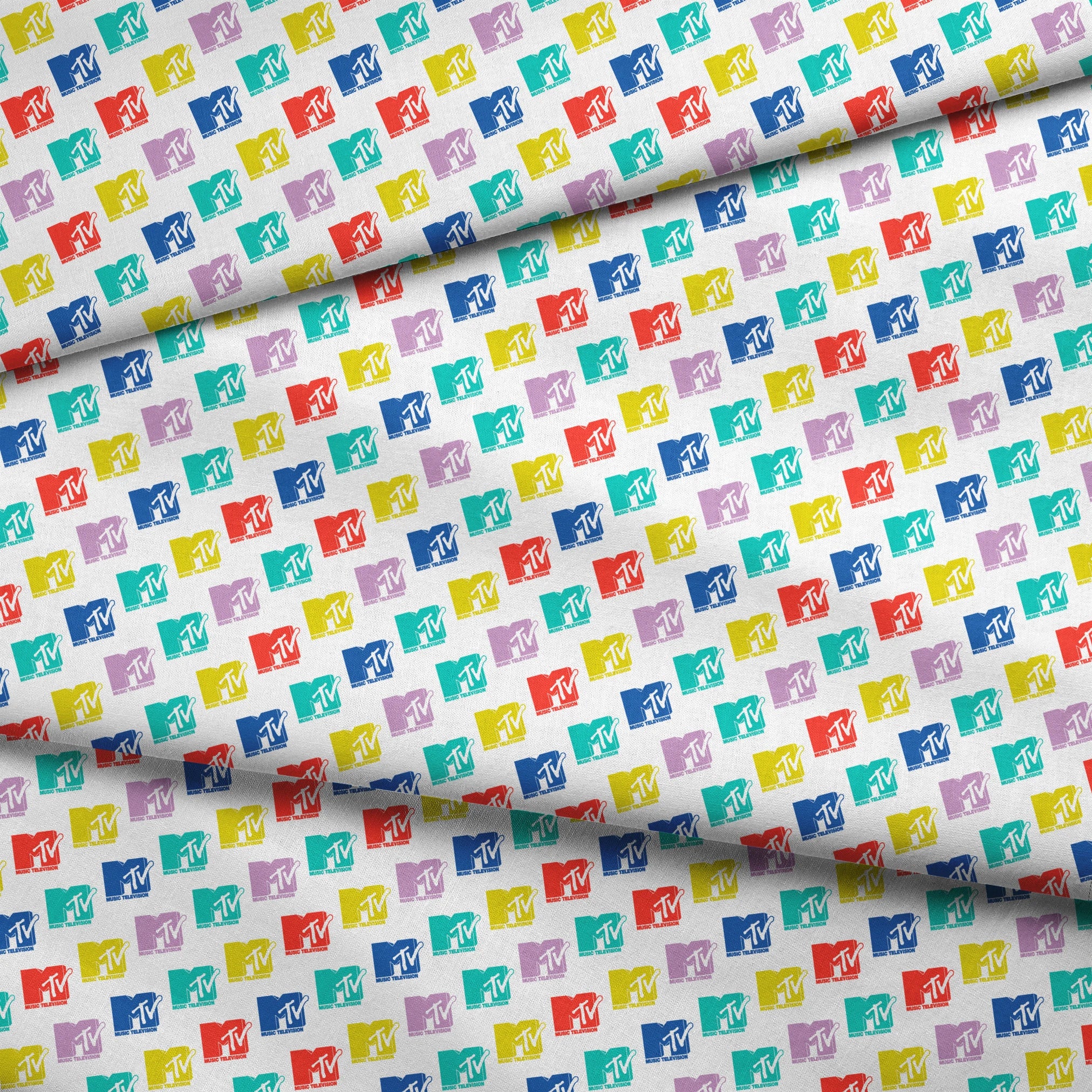 Paramount MTV  Colorful Logo Toss on White Fabric
