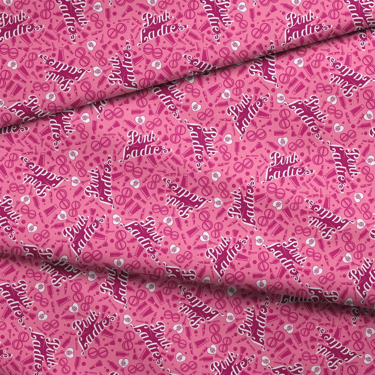 Paramount Grease  Pink Ladies Makeup Toss on Pink Fabric