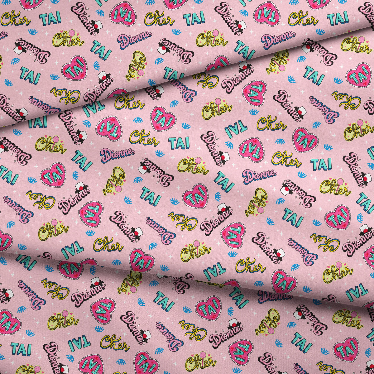 Paramount Clueless  Character Names on Pink Fabric