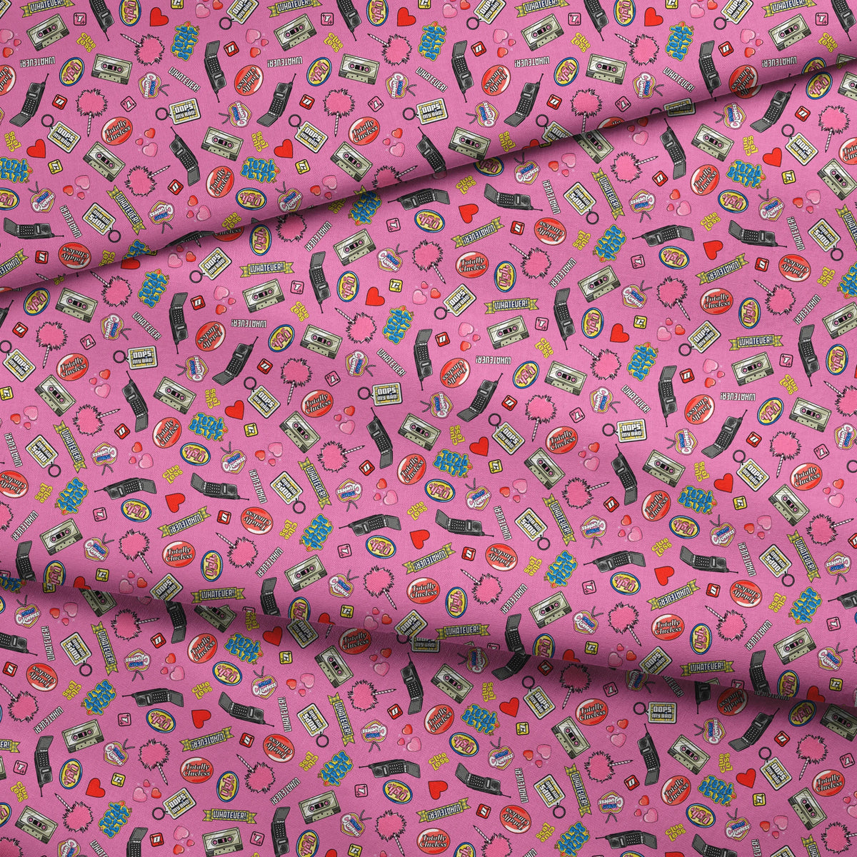 Paramount Clueless  Nostalgic Toss on Pink Fabric