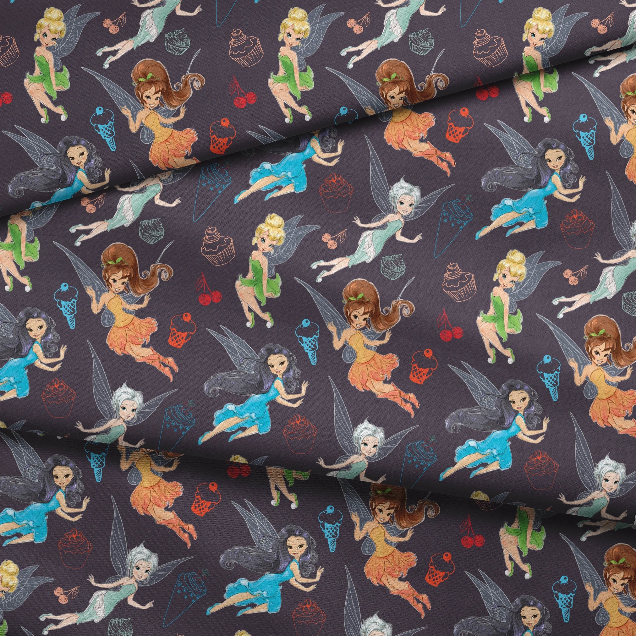 Disney Tinker Bell and Fairies Dessert Toss Fabric