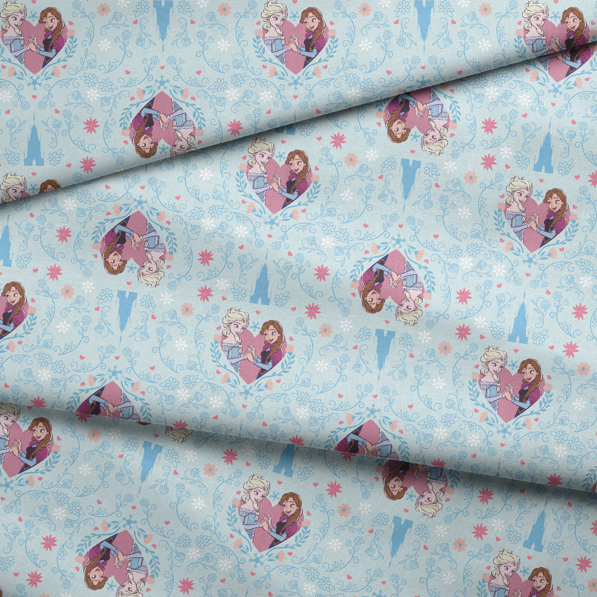 Disney Frozen  Sisterly Bond on Blue Fabric