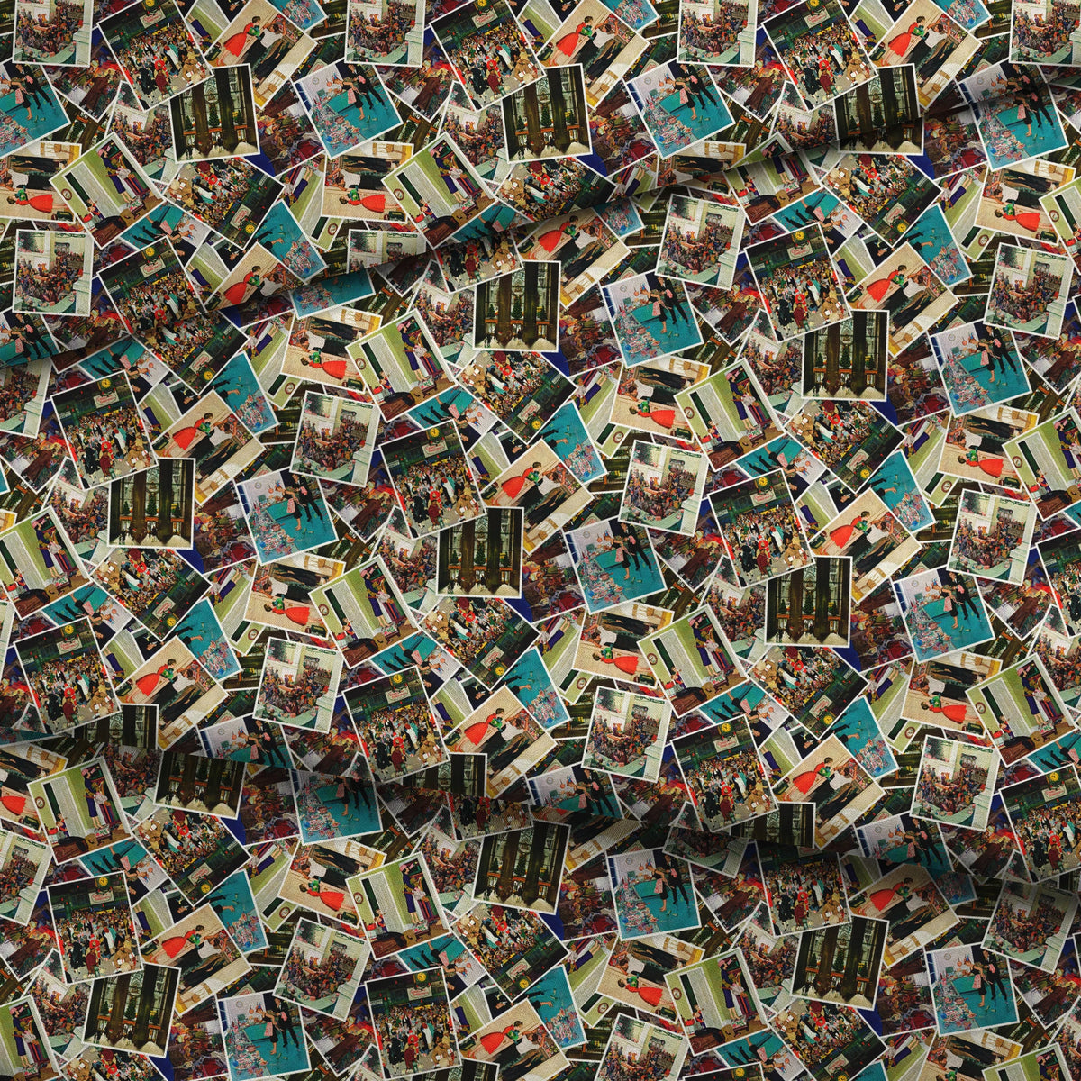 Saturday Evening Post Holiday Postcard Toss Fabric