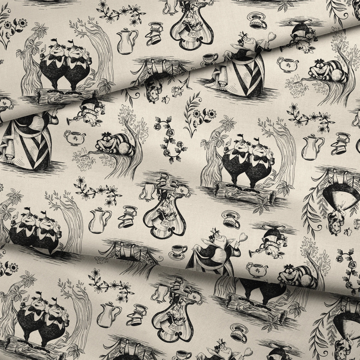 Disney Alice in Wonderland  Curiouser and Curiouser on Cream Fabric