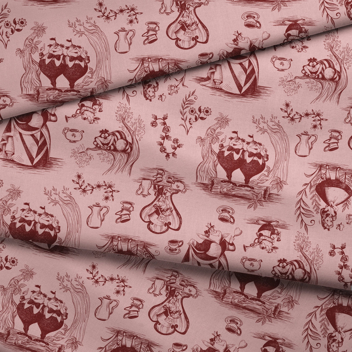 Disney Alice in Wonderland  Curiouser and Curiouser on Pink Fabric