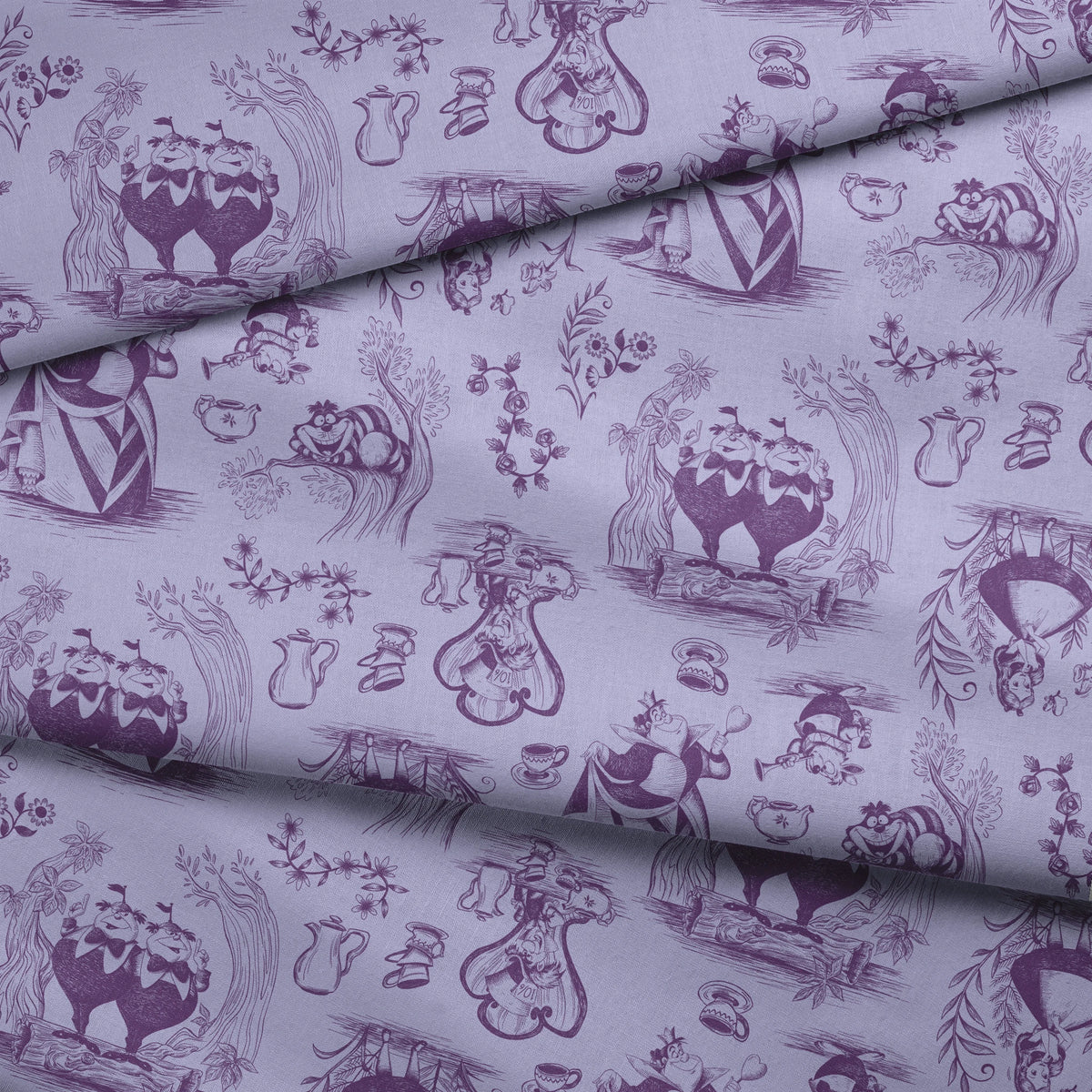 Disney Alice in Wonderland  Curiouser and Curiouser on Purple Fabric