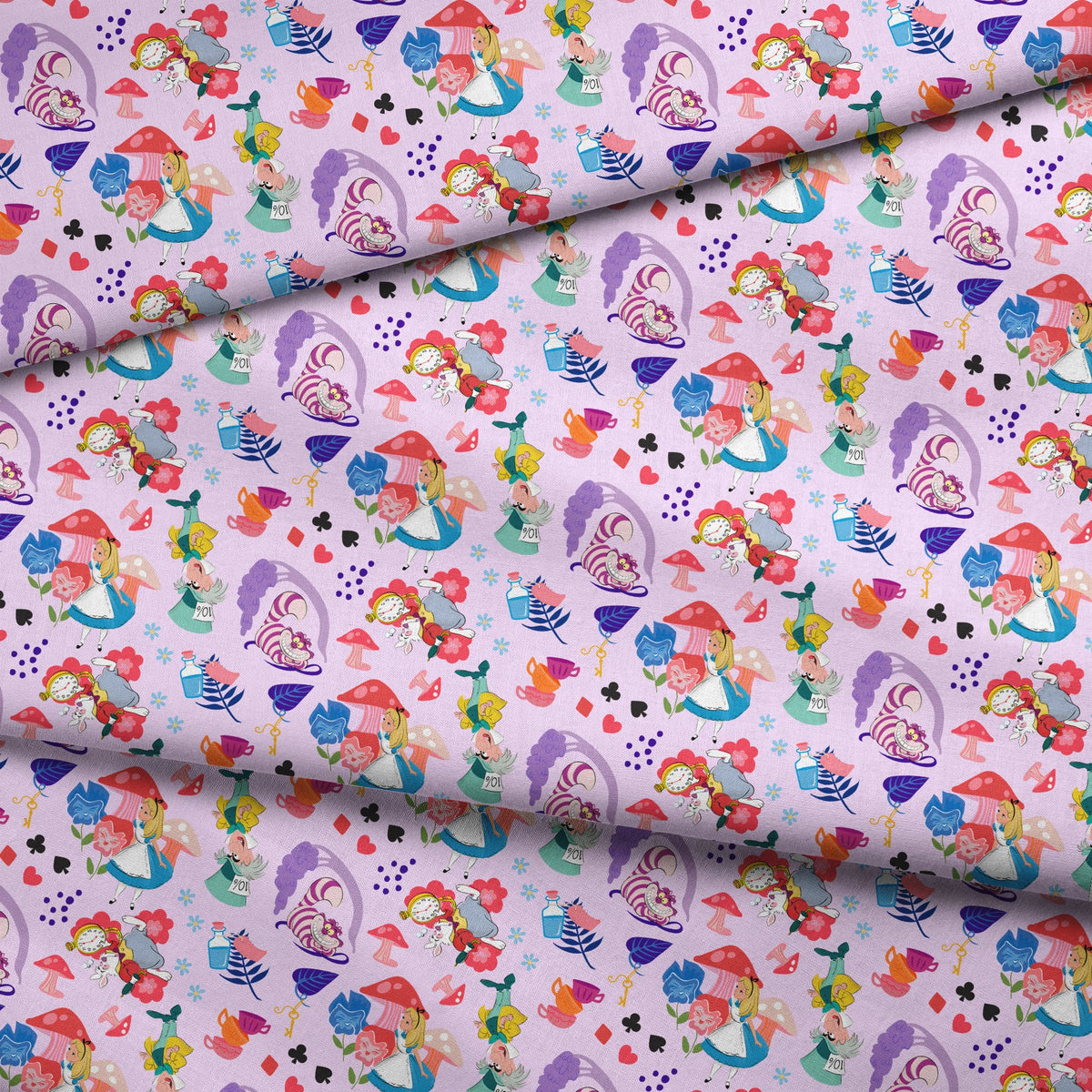 Disney Alice in Wonderland  Wandering in Wonderland on Purple Fabric