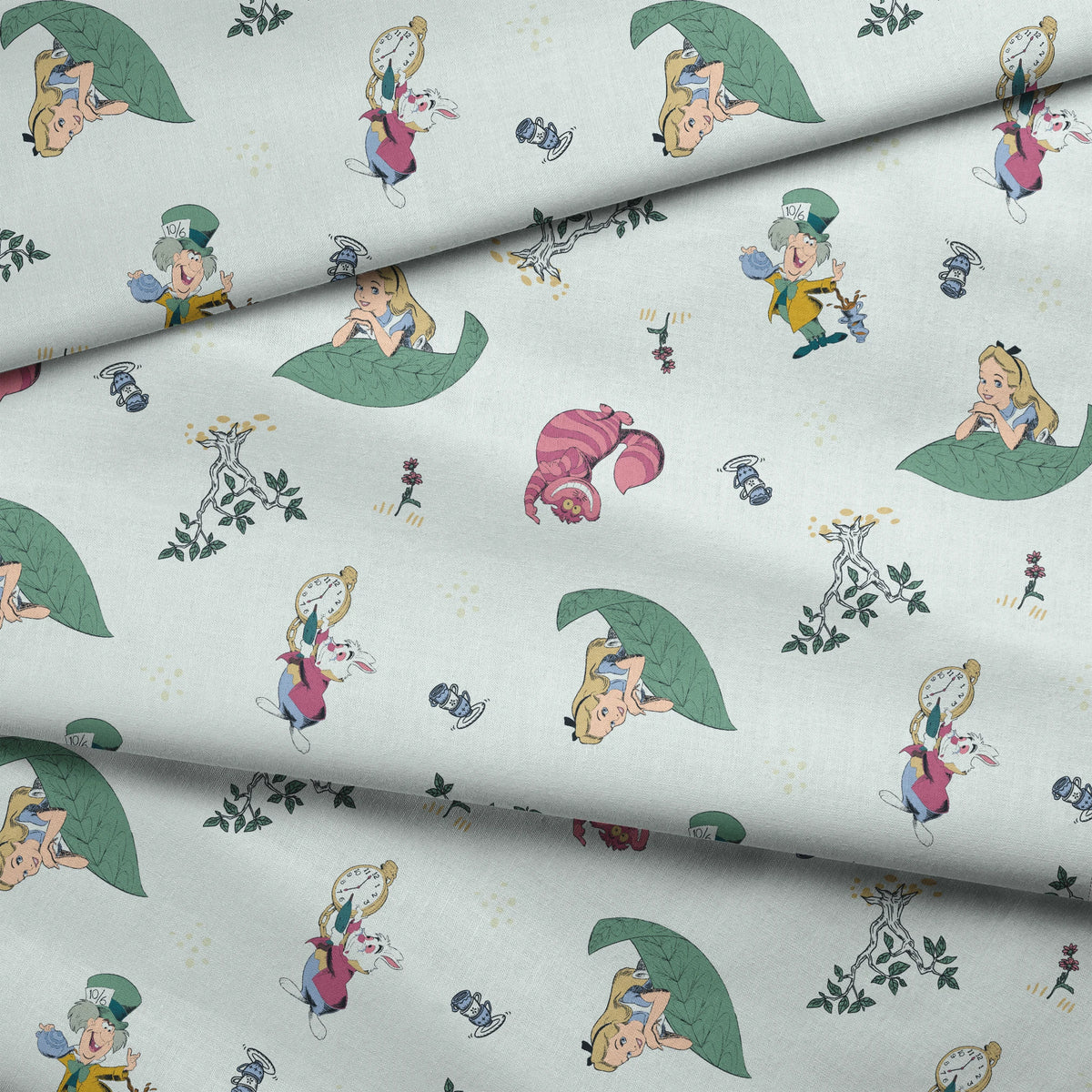Disney Alice in Wonderland Green Whimsy Fabric