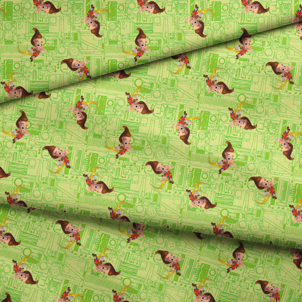 Paramount Jimmy Neutron Circuit Jet Pack on Green Fabric