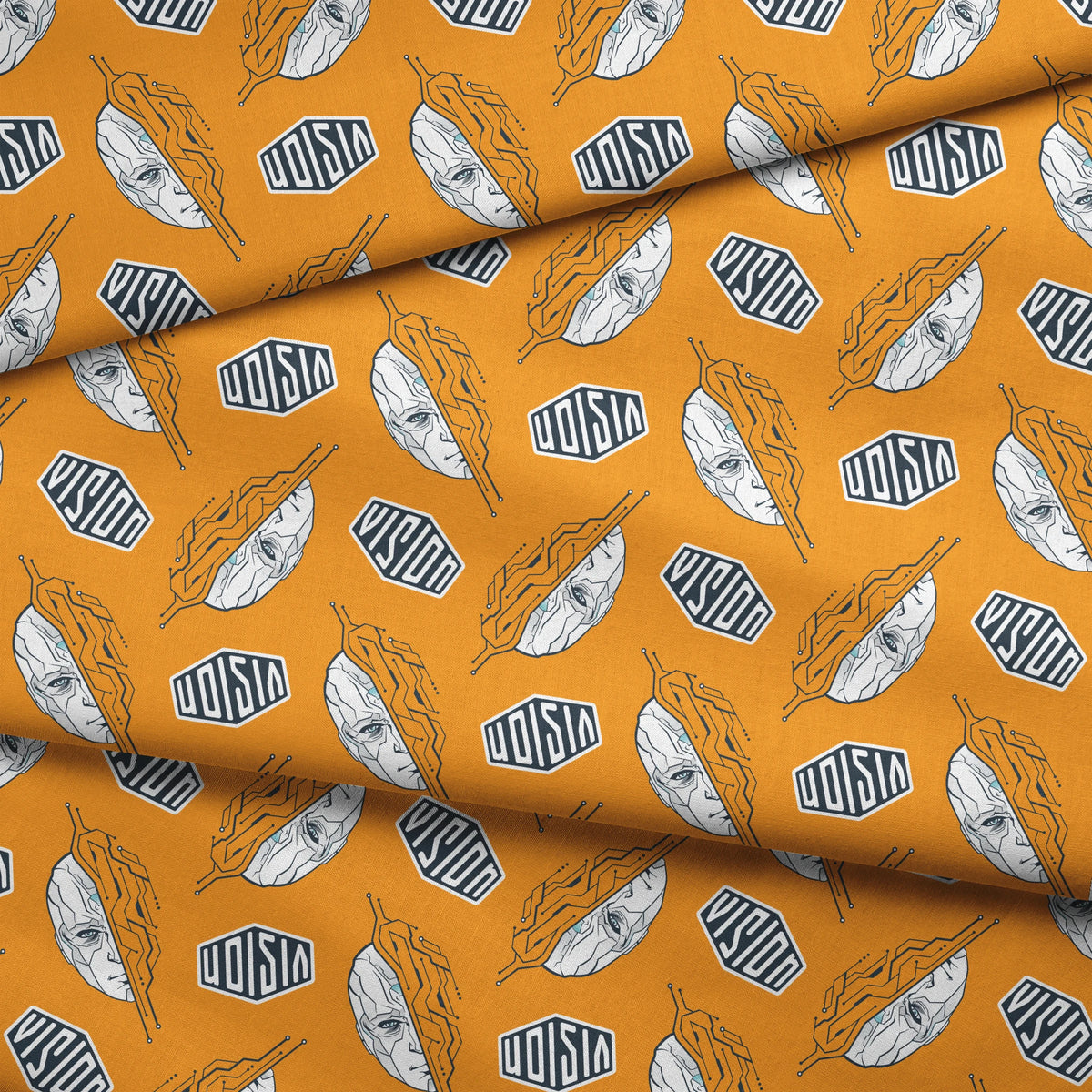 Marvel VisionQuest White Vision on Yellow Fabric