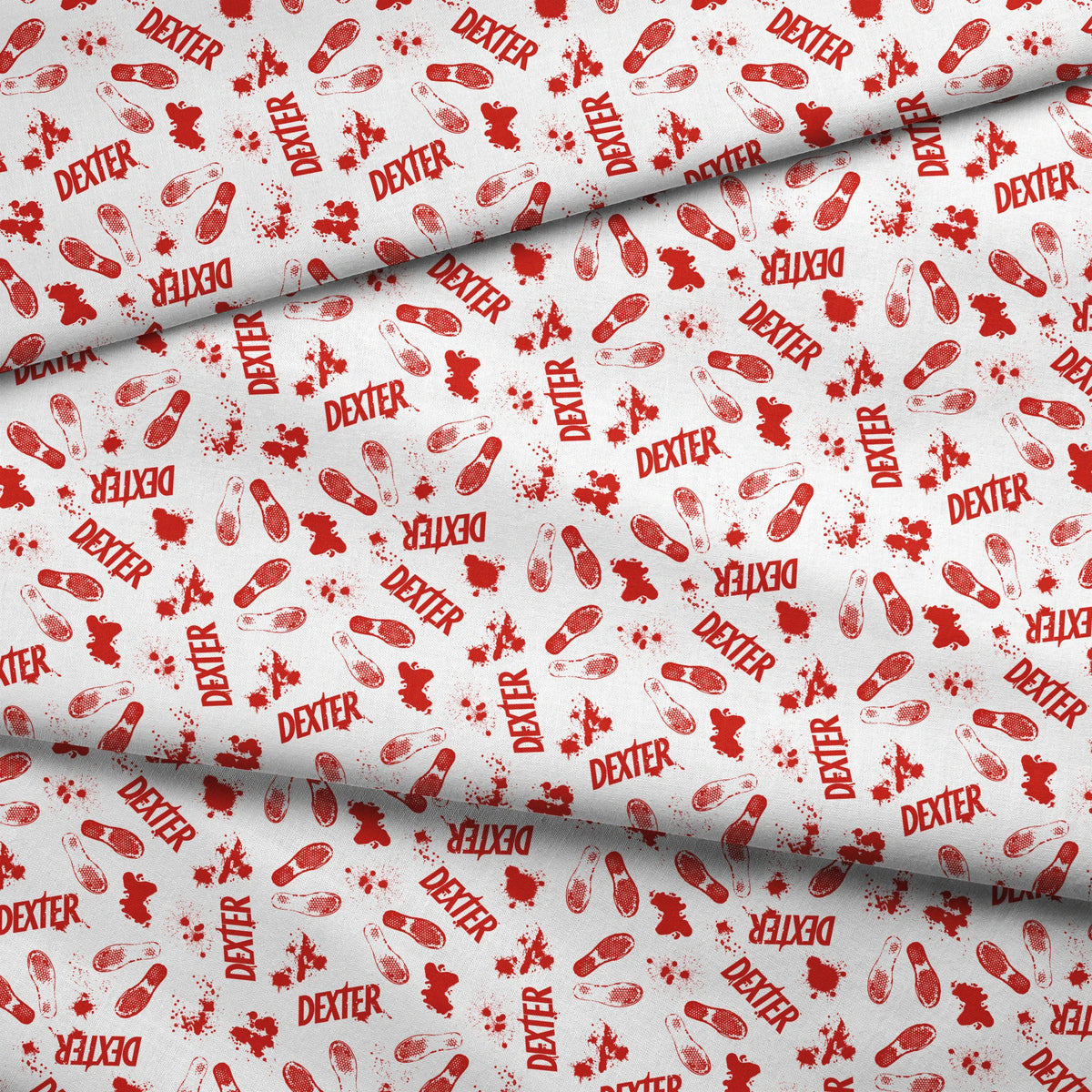 Showtime Dexter Blood Splatter on White Fabric