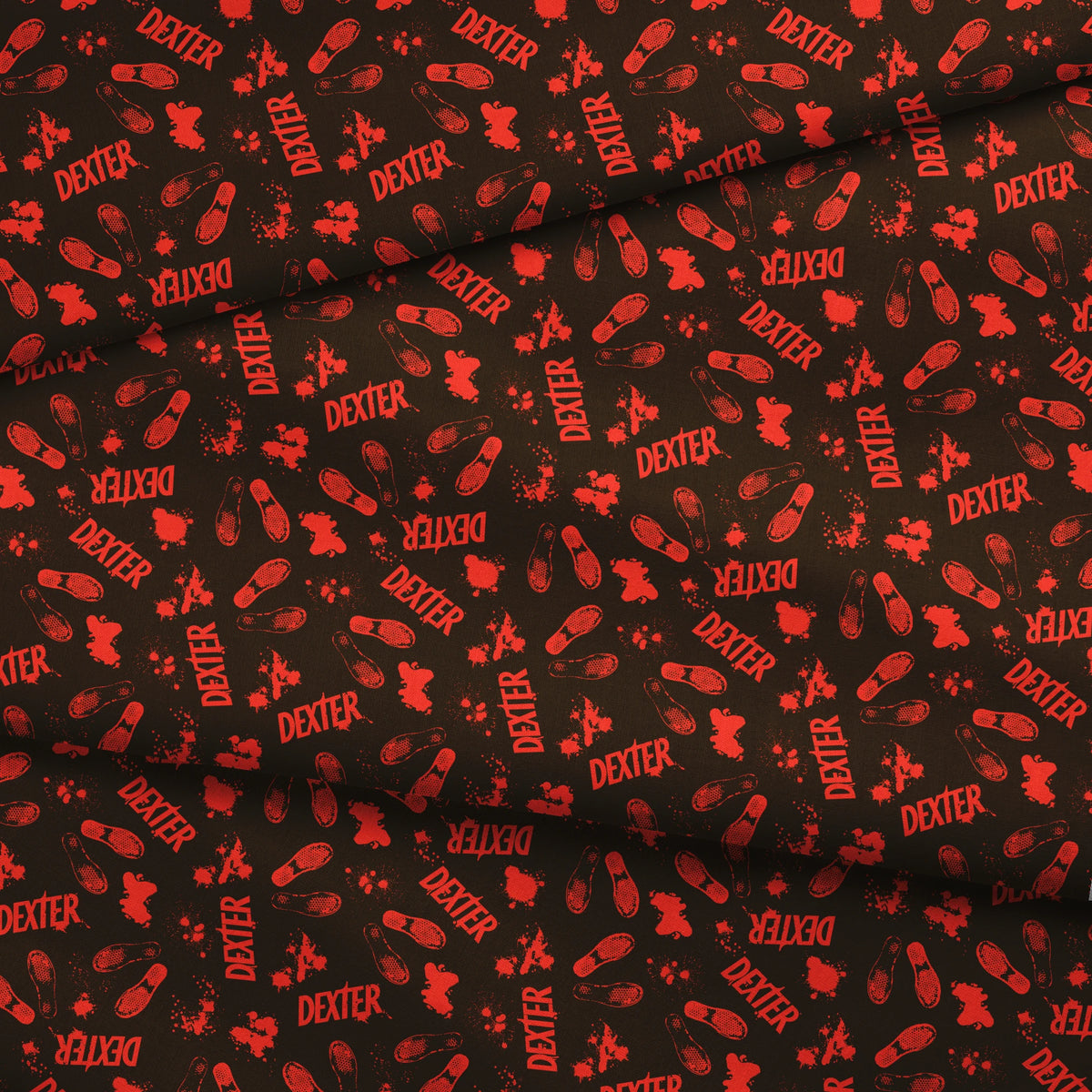 Showtime Dexter Blood Splatter on Black Fabric