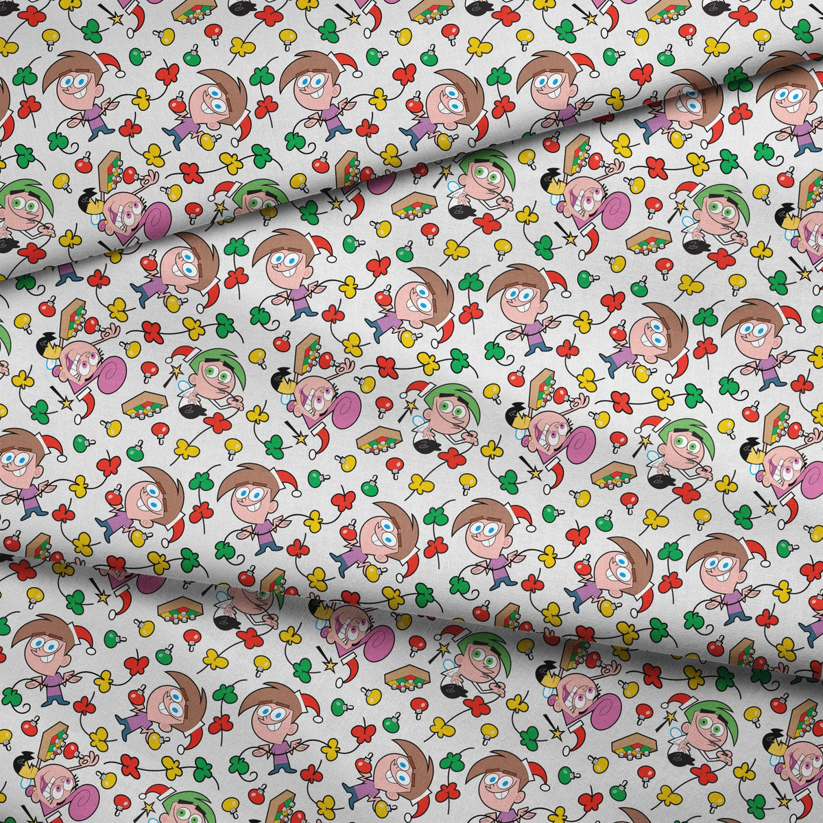 Paramount Fairly OddParents Tree Trimmings on Gray Fabric