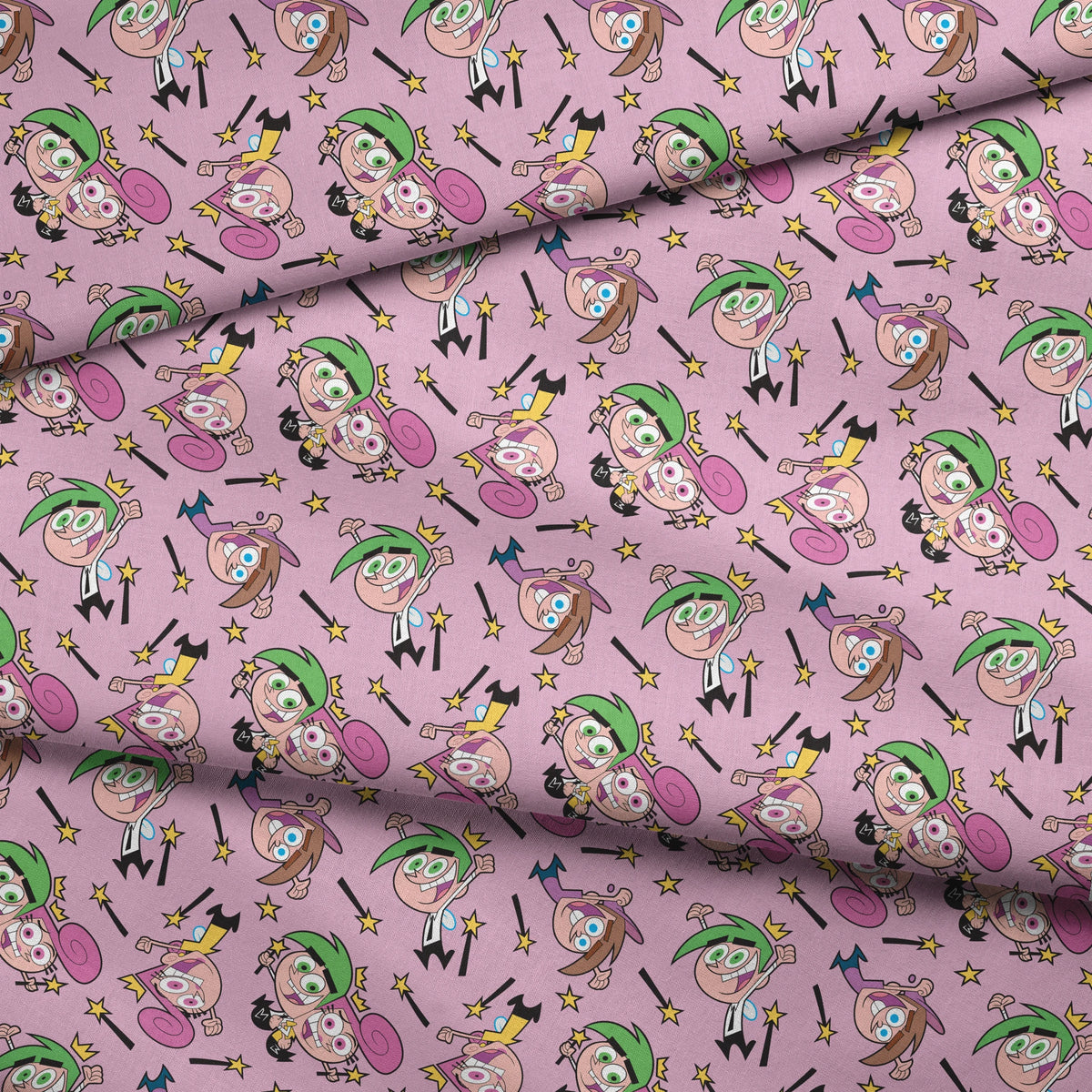 Paramount Fairly OddParents Fairy Friends on Pink Fabric
