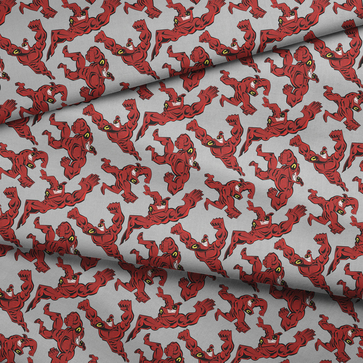 Paramount Fairly OddParents Crimson Chin on Gray Fabric