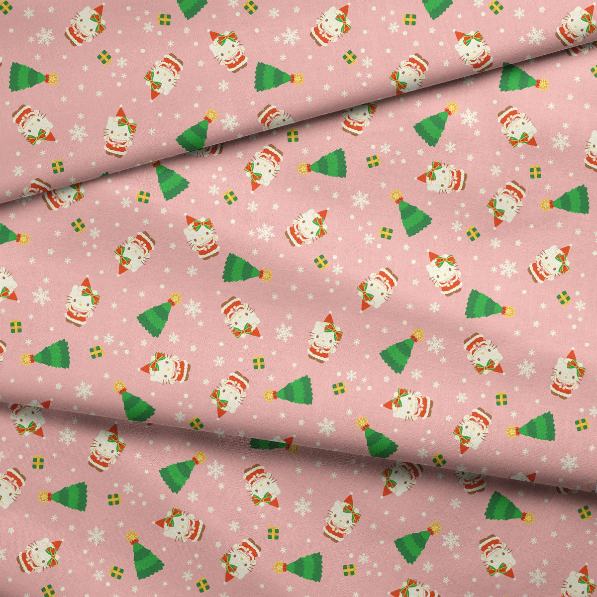 Hello Kitty® Christmas Tree Toss on Pink Fabric