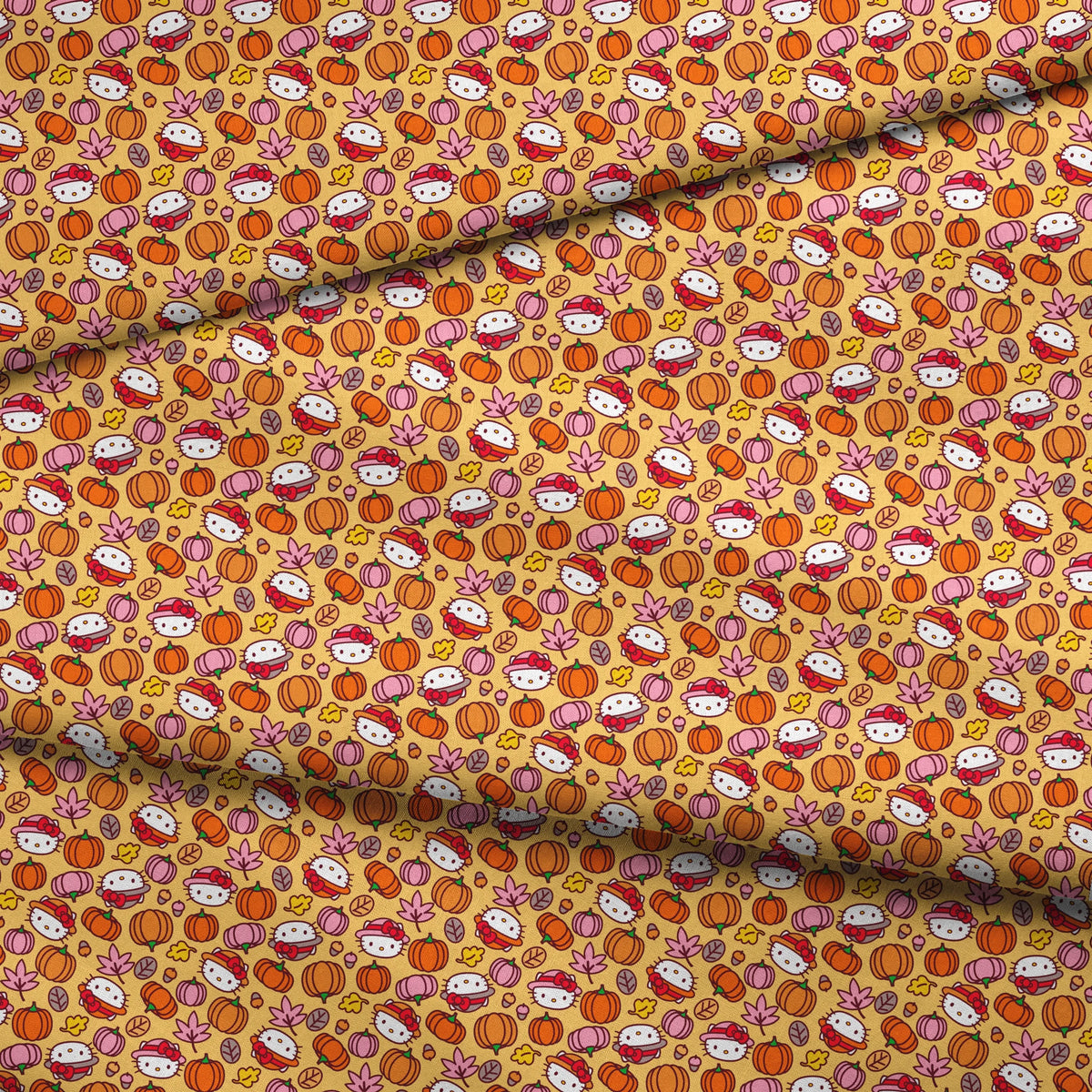 Hello Kitty® Pumpkin Patch Toss on Yellow Fabric