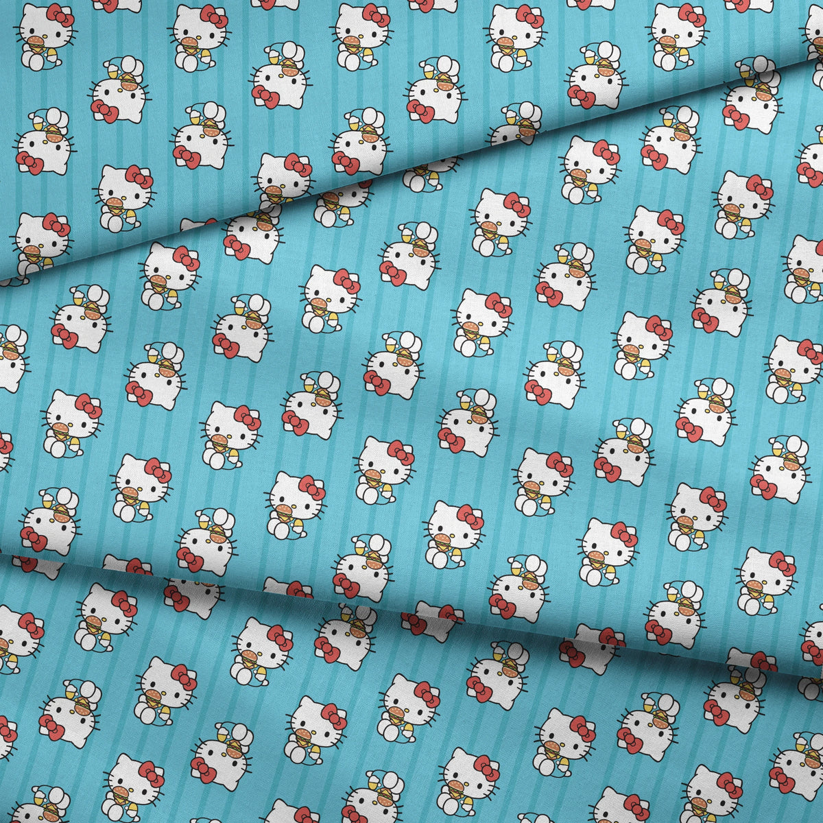 Hello Kitty® Burgers and Stripes Fabric