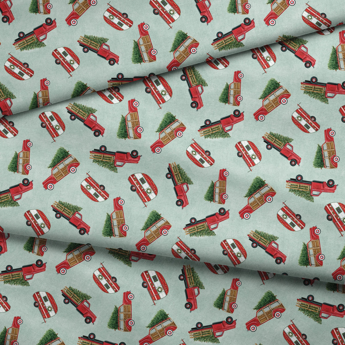 Danielle Murray Christmas Trucks and Campers Fabric