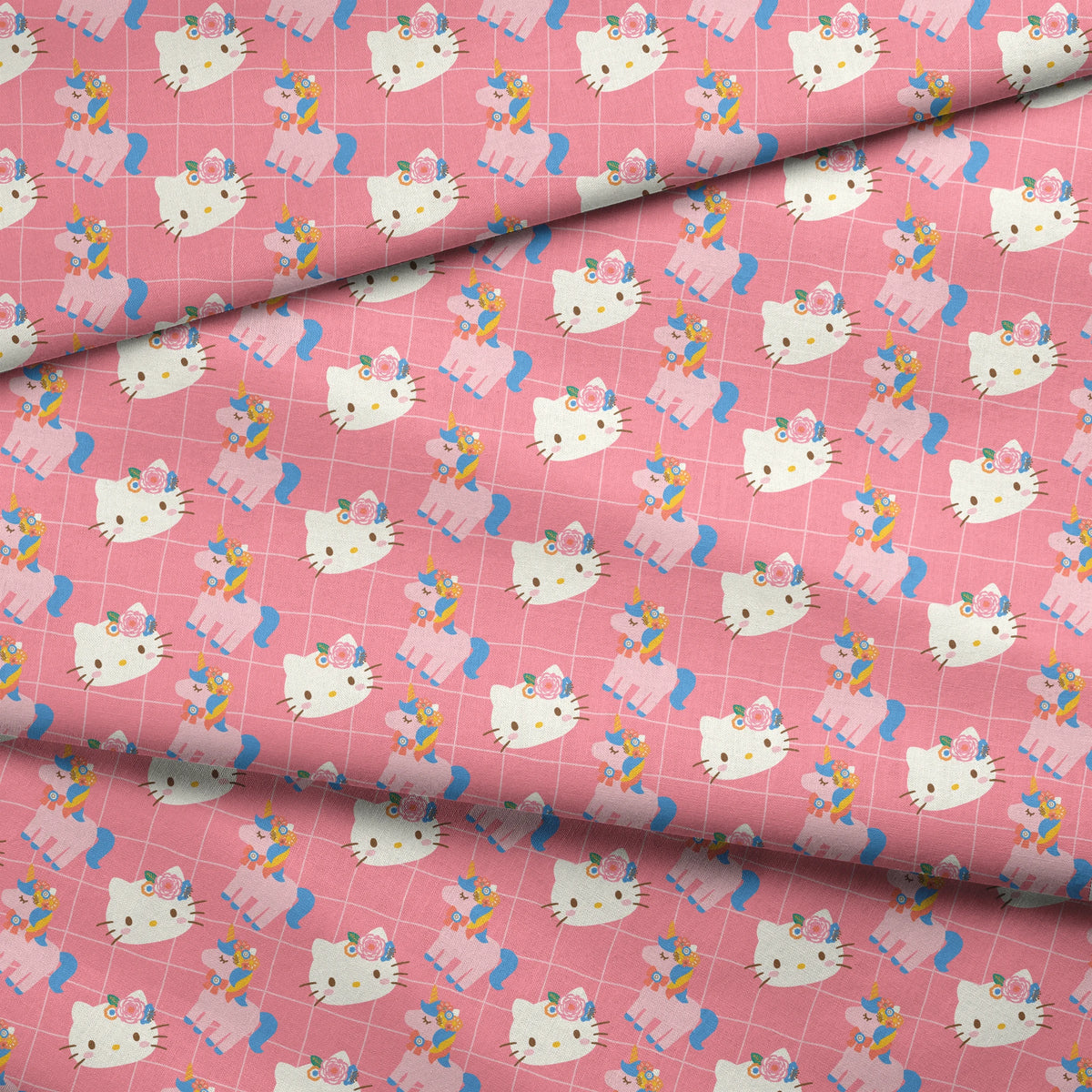 Hello Kitty® Unicorn Grid Fabric