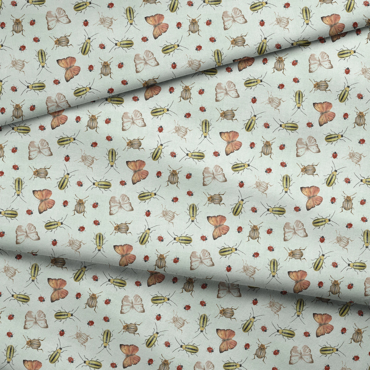 Danielle Murray Vintage Insect Toss on Green Fabric