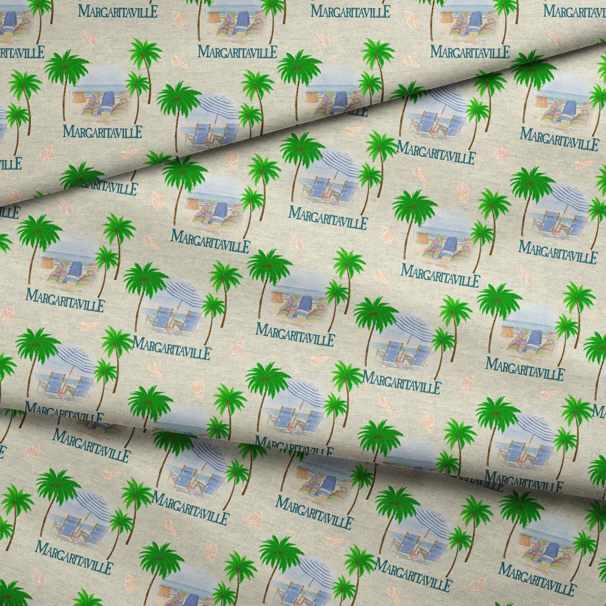 Margaritaville Tropical Vacation Beach Scene Fabric