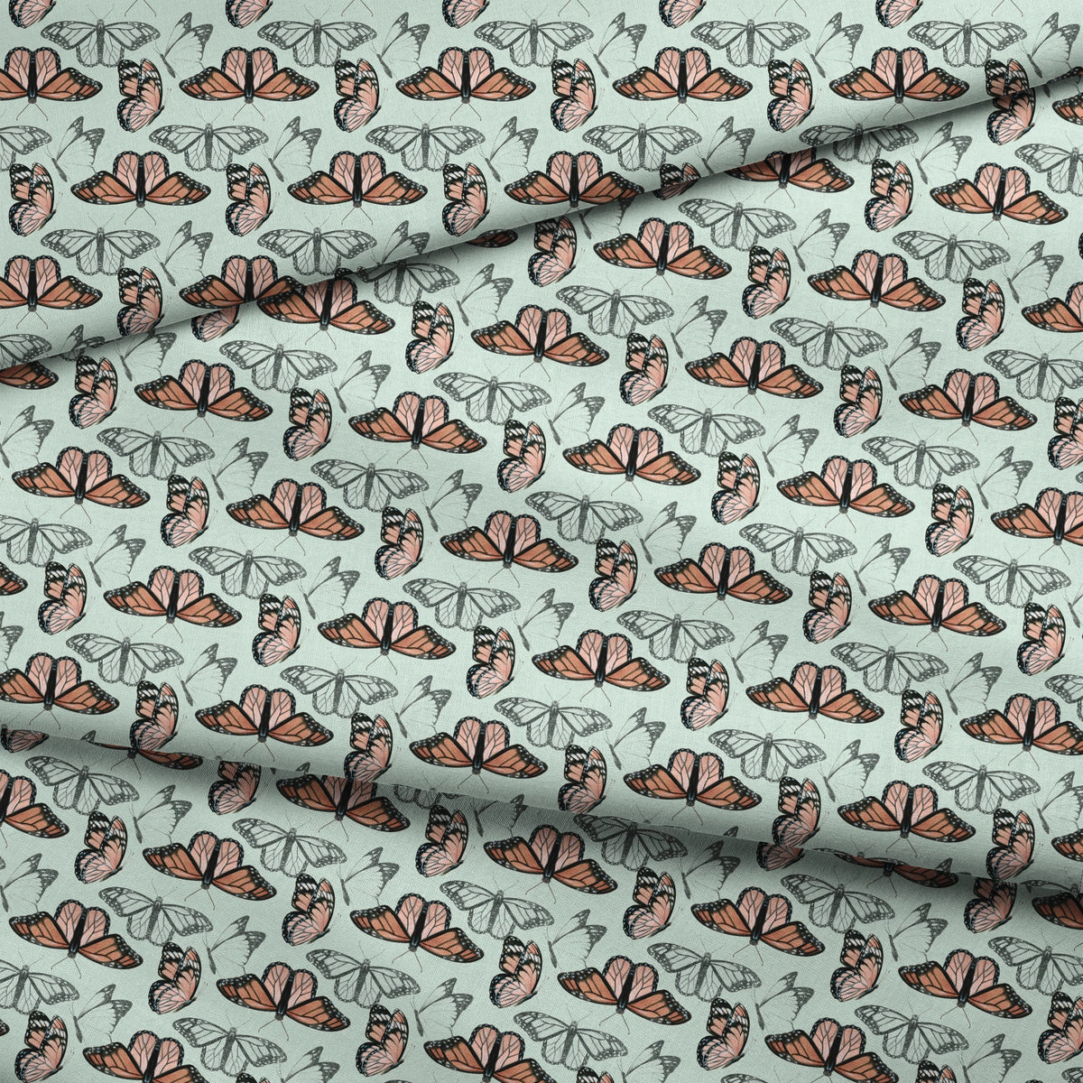 Danielle Murray Monarch Butterflies on Mint Fabric