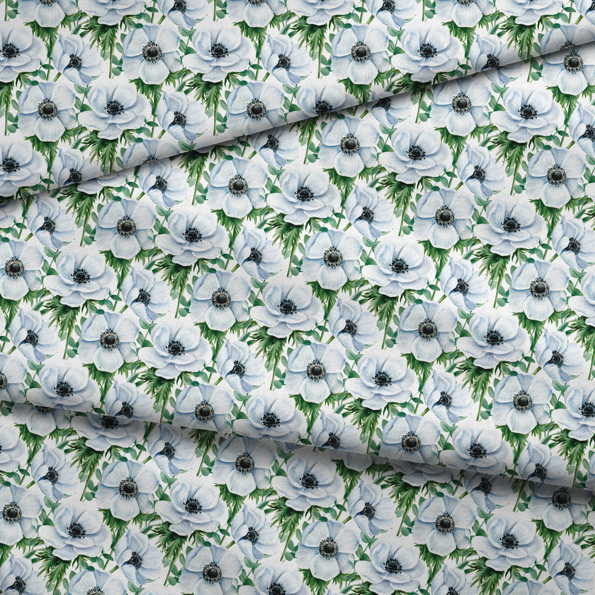 Danielle Murray White Anemones on White Fabric