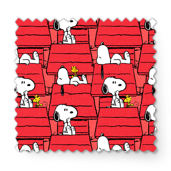 Peanuts Snoopy and Woodstock Red Doghouse | Fabric by the Yard