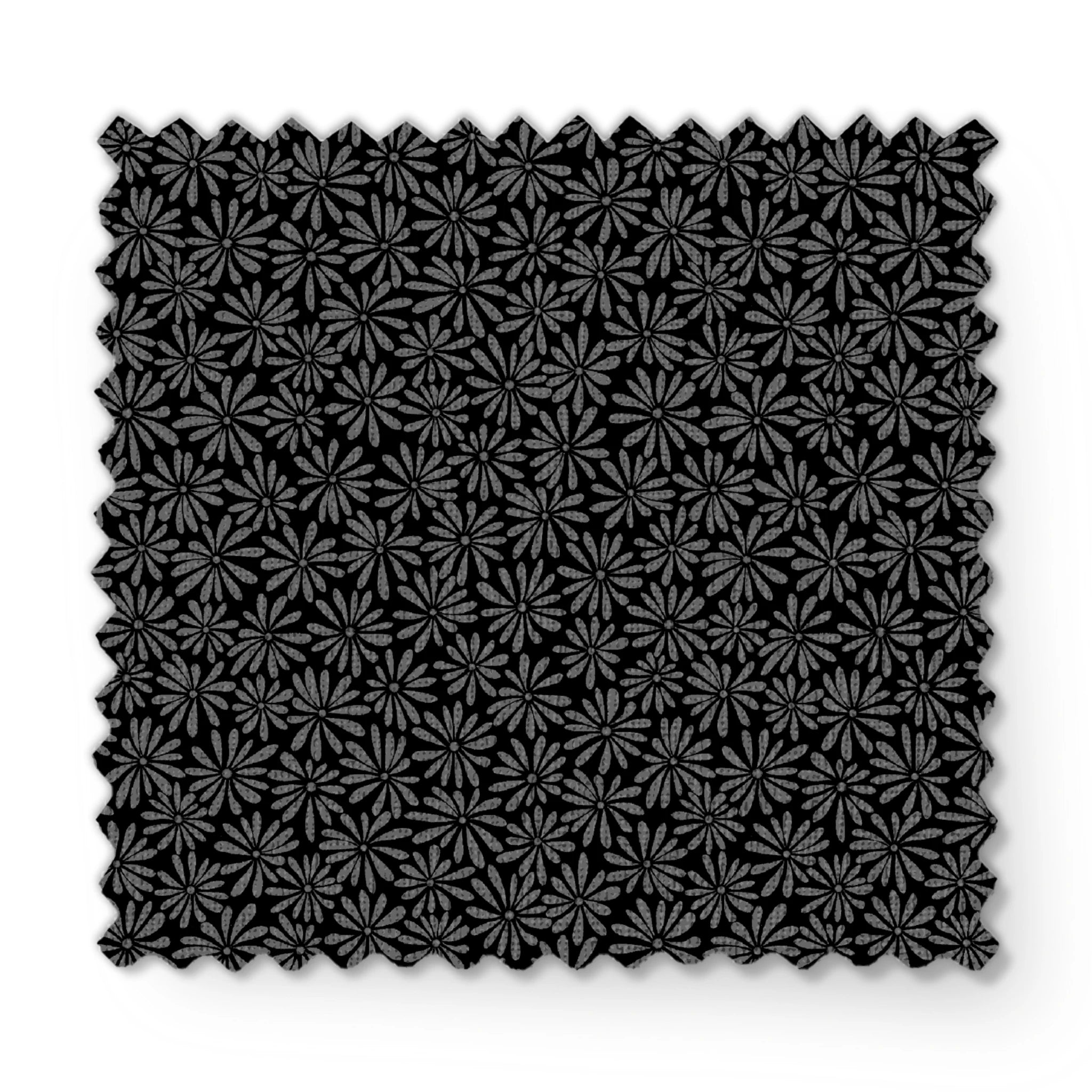 Tonal gray daisy ditsy floral fabric on a black background, designed by Nicole Tamarin – ideal for modern quilting and neutral sewing projects. fabric swatch mockup