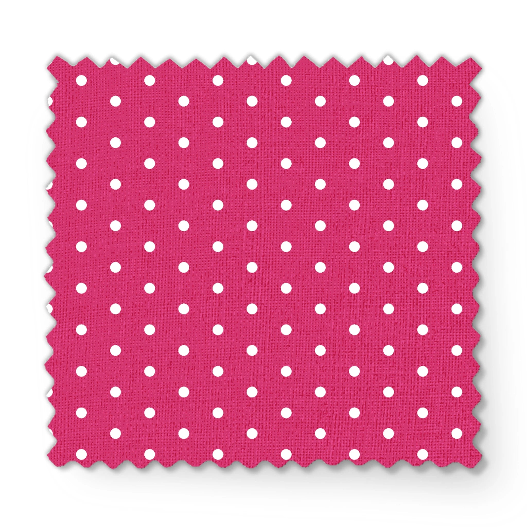 Two white circular dots on a solid magenta pink background fabric swatch mockup